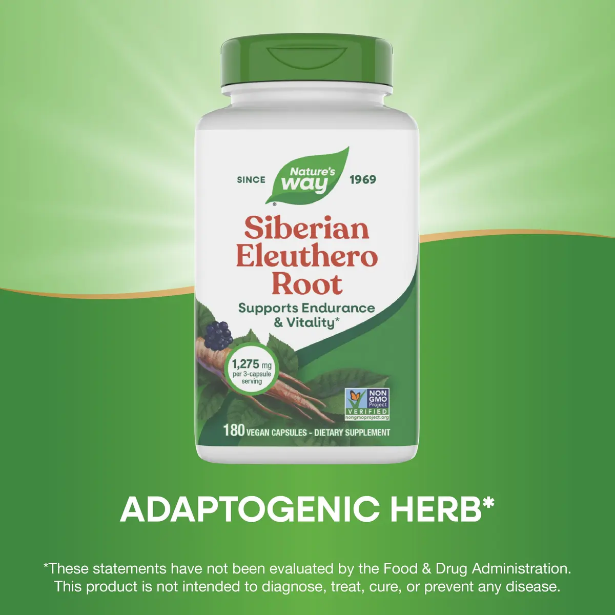 Nature's Way Siberian Eleuthero Root Capsules 180 Count (180 Count) | Adaptogen for Endurance and Vitality - view 4
