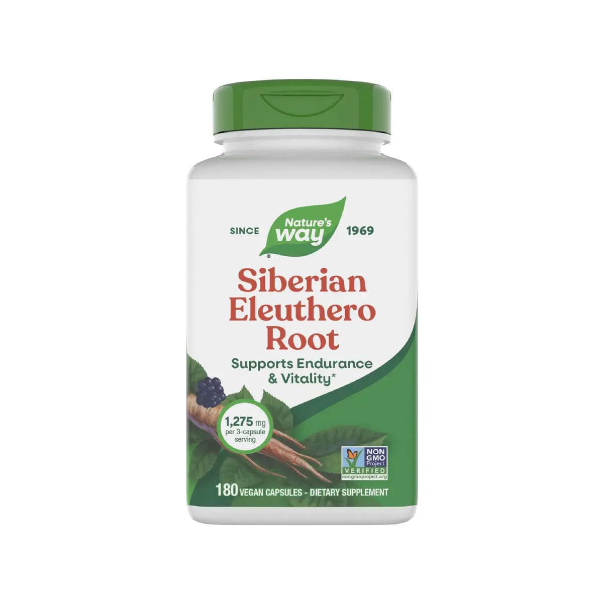 Nature's Way Siberian Eleuthero Root Capsules 180 Count (180 Count) | Adaptogen for Endurance and Vitality - main product image