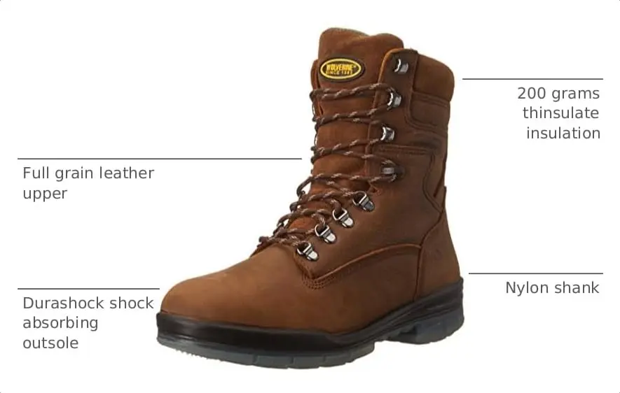 Wolverine Durashocks 8in Industrial Boots | Unisex Work Safety Footwear with Shock Absorbing Pads - view 4