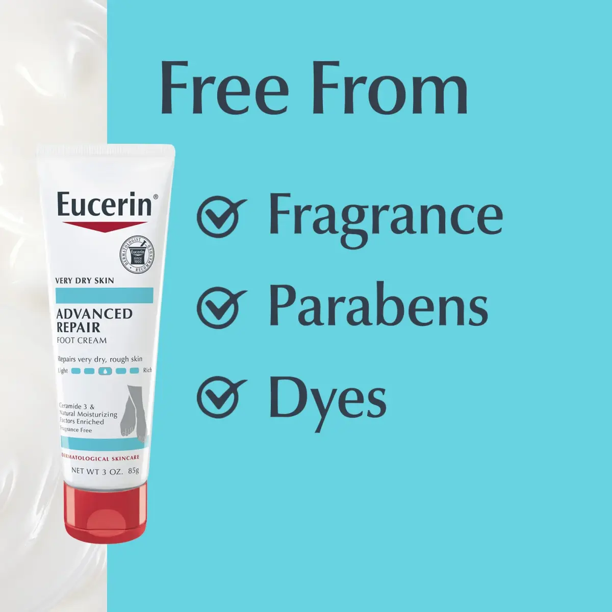 Eucerin Advanced Repair Foot Cream, Urea Enriched, Unscented 261ml (9 Fl Oz) | Triple Moisturizing Complex for Dry Feet - view 7