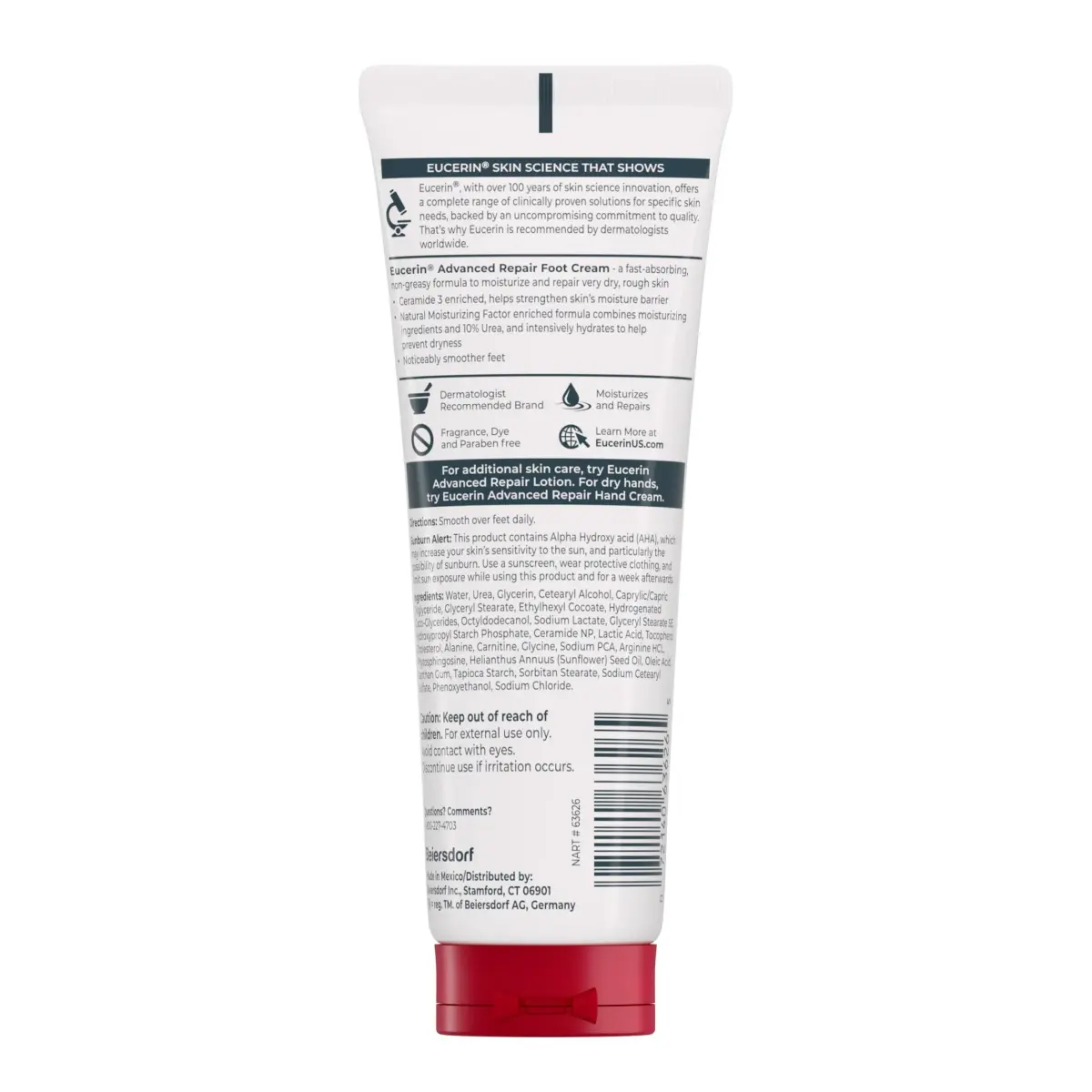 Eucerin Advanced Repair Foot Cream, Urea Enriched, Unscented 261ml (9 Fl Oz) | Triple Moisturizing Complex for Dry Feet - view 3