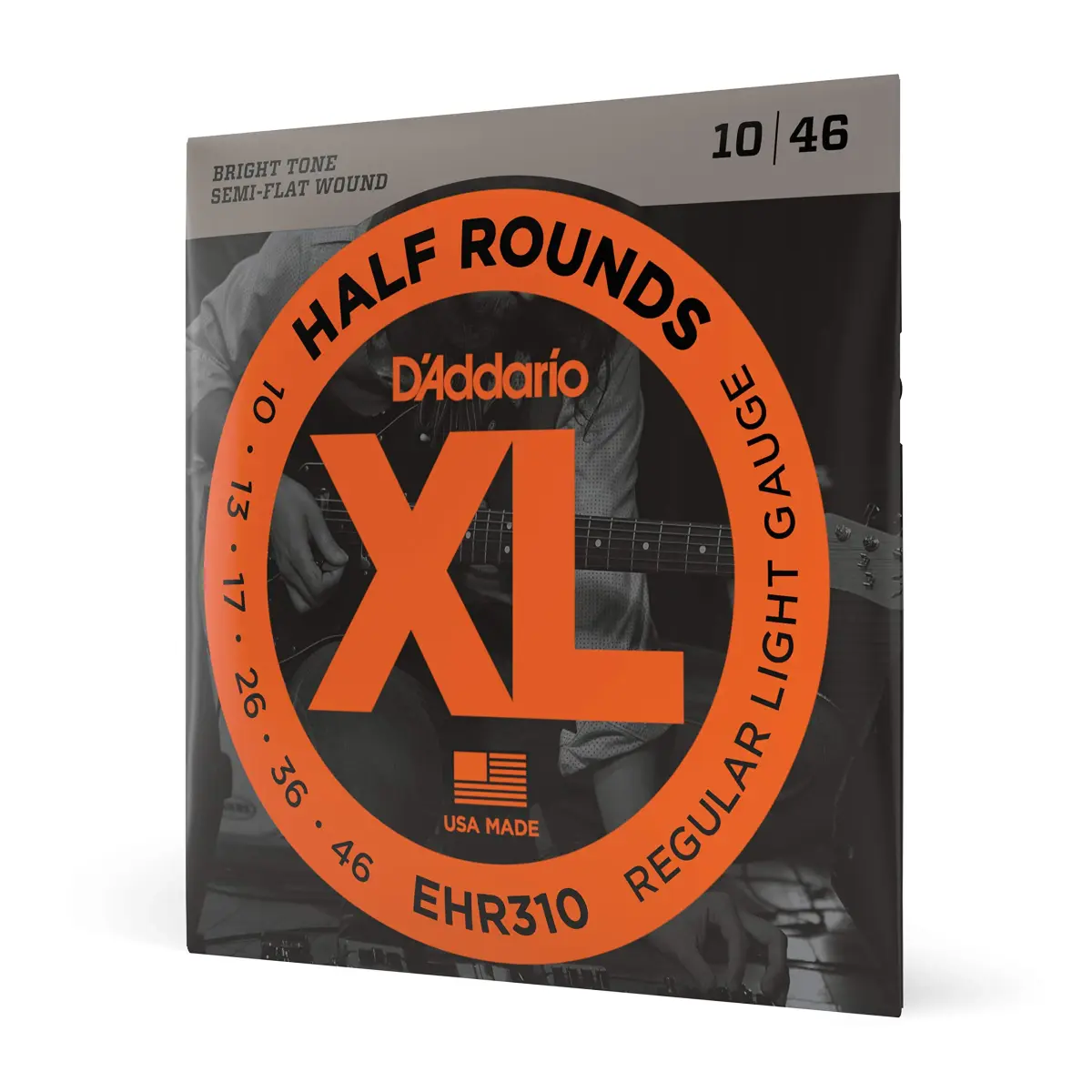 D'Addario XL Half Rounds Electric Guitar Strings EHR310 Regular Light 10-46 | Smooth Feel, Reduced Finger Noise - main product image