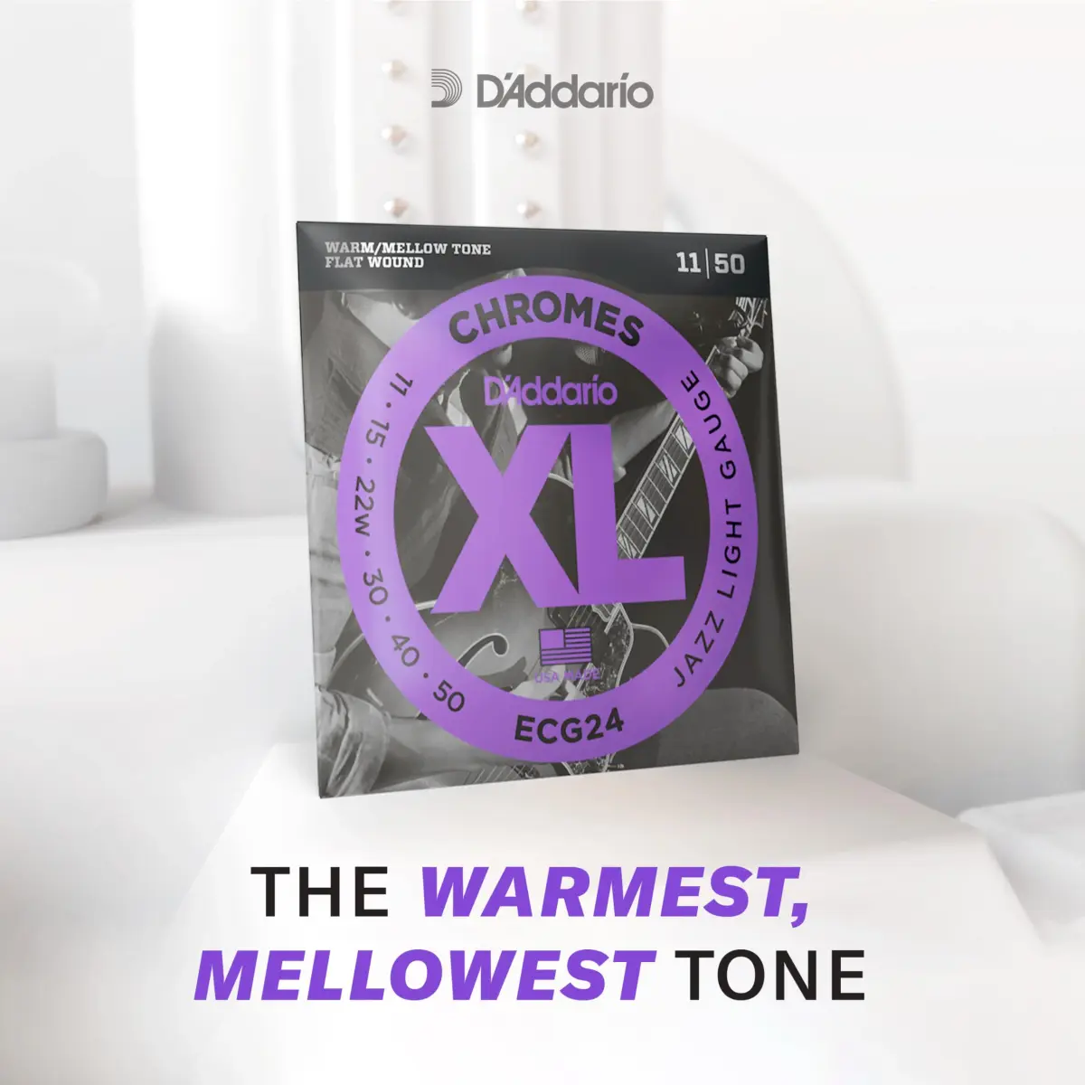 D'Addario XL Chromes Flatwound Bass Strings ECB81-5, 45-132, 5-String | Mellow Tone, Smooth Feel - view 3