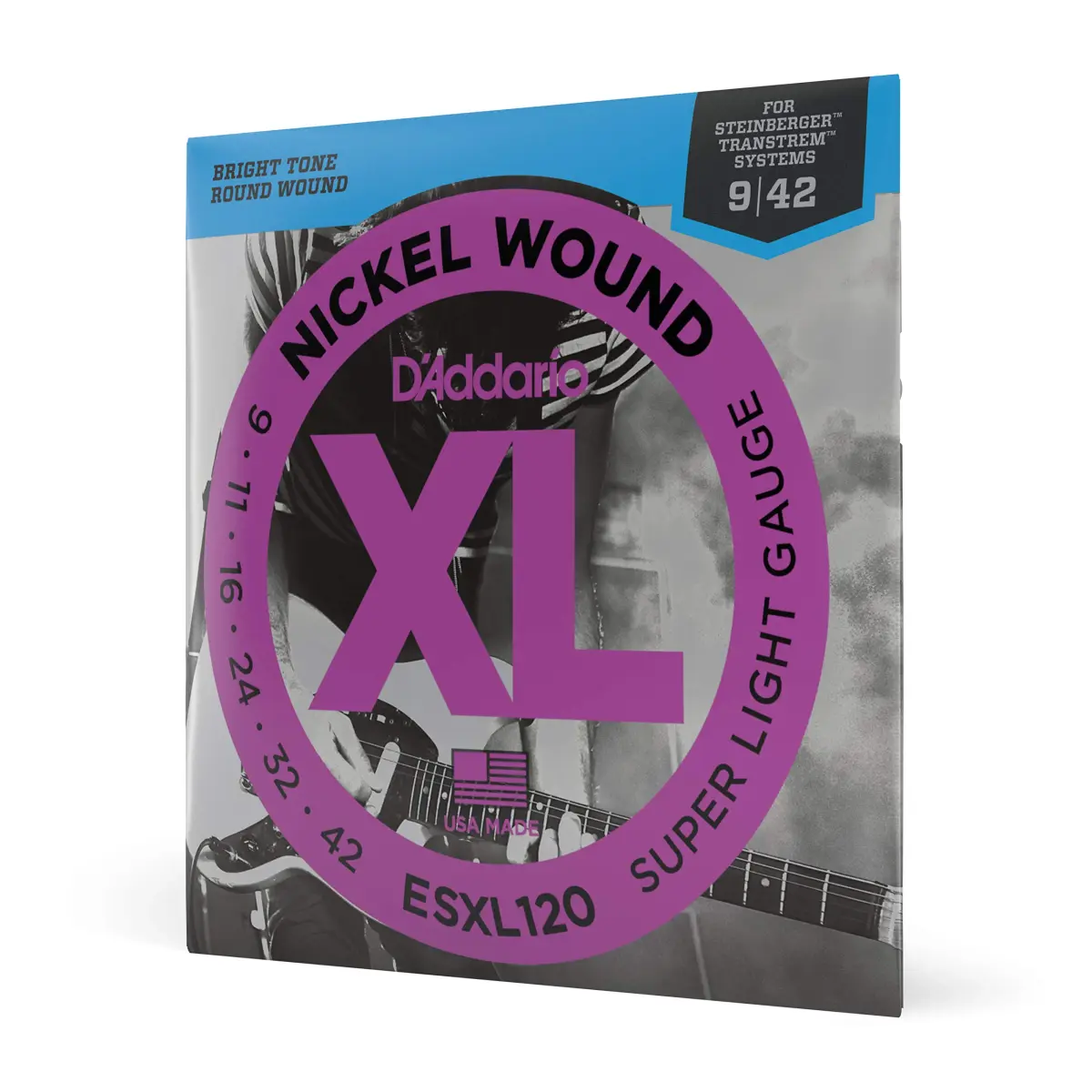 D'Addario XL Nickel Electric Guitar Strings ESXL120 Super Light Double Ball End 09-42 | Bright Tone, Perfect Intonation - main product image