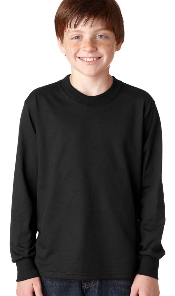 Jerzees Youth 5.6 oz. DRI-POWER® ACTIVE Long-Sleeve T-Shirt L Black | Breathable Cotton-Poly Blend for Active Wear - main product image