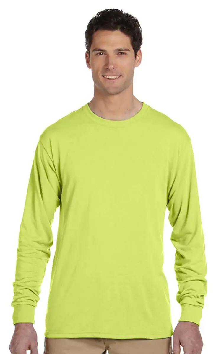 Jerzees Crew Neck Sweatshirt 8oz Poly/Cotton Blend Safety Green Adult Medium | Soft Pill-Resistant Fleece - main product image