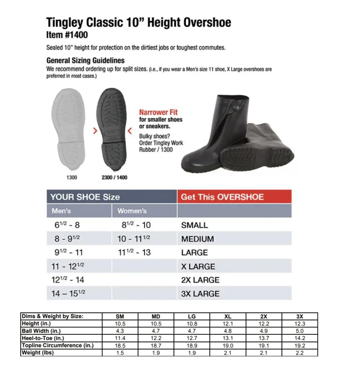 TINGLEY Womens 10-inch Overshoe With Button Mid Calf Boot | Waterproof, Slip-Resistant, Heavy Duty - view 4