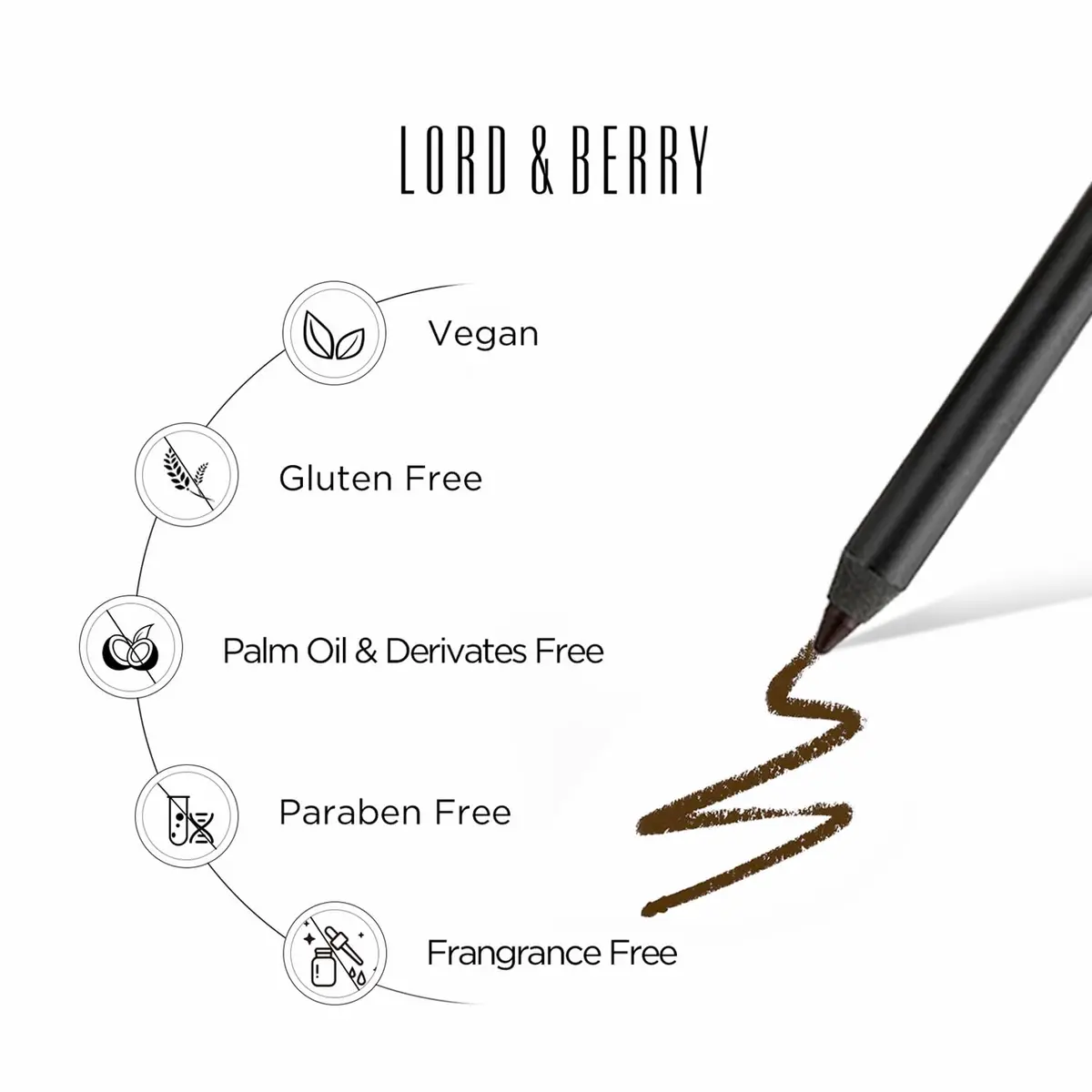 Lord & Berry Smudgeproof Waterproof Eye Liner - Vegan, Long Lasting, Brown | Easy to Use, 0.04 Oz - view 7
