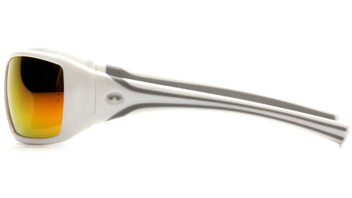 Pyramex Goliath Safety Eyewear White Frame Sky Red Mirror Lens | Impact Resistant Polycarbonate - view 3