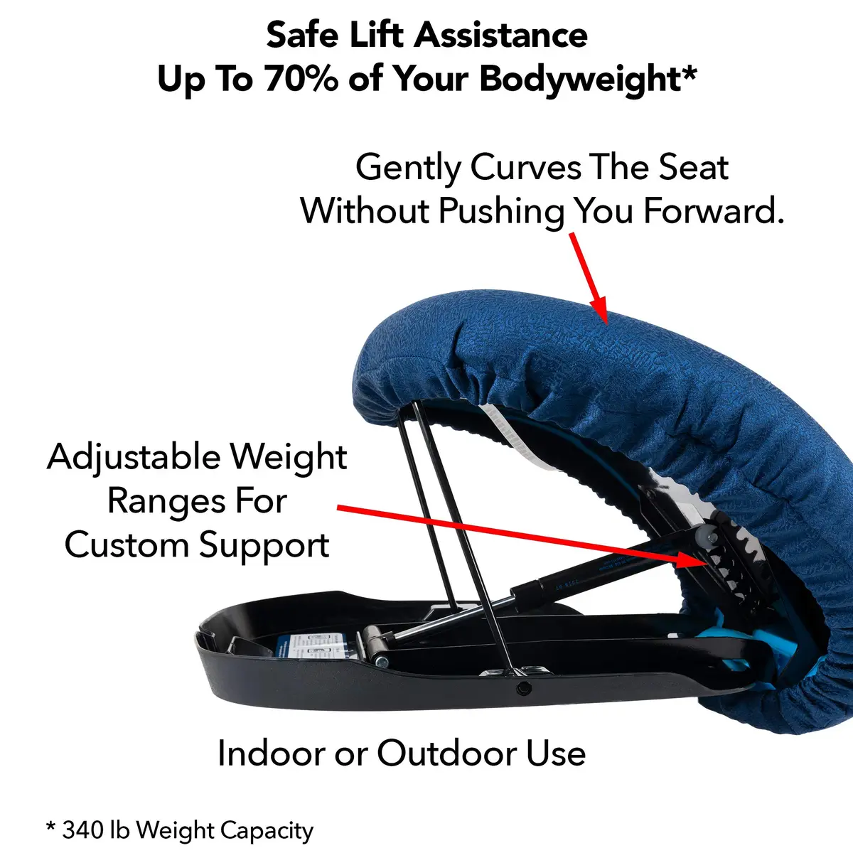 Carex Upeasy Seat Assist Plus | Portable Self-Powered Lifting Seat Cushion Supports 340 lbs - view 3
