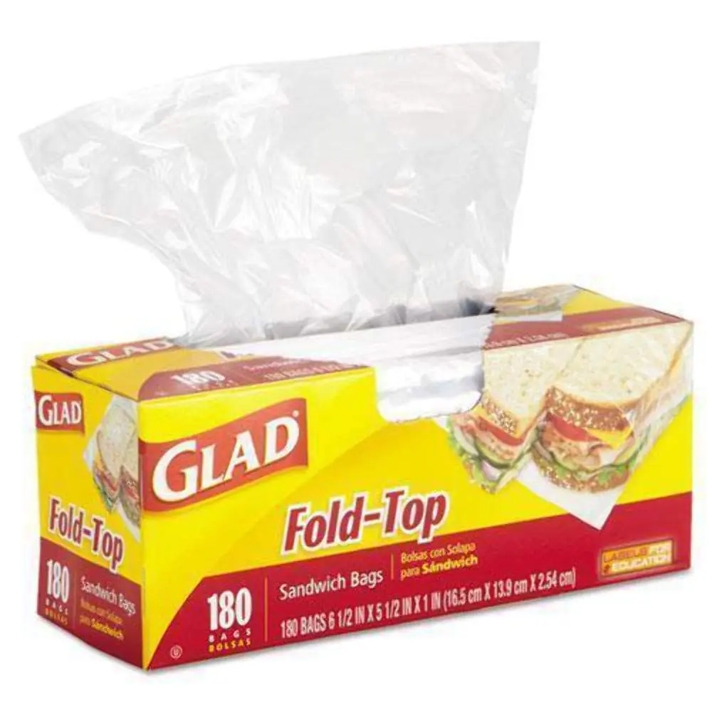 Glad Fold Top Sandwich Bags 180-Count | Pleated Bottom for More Fill - main product image