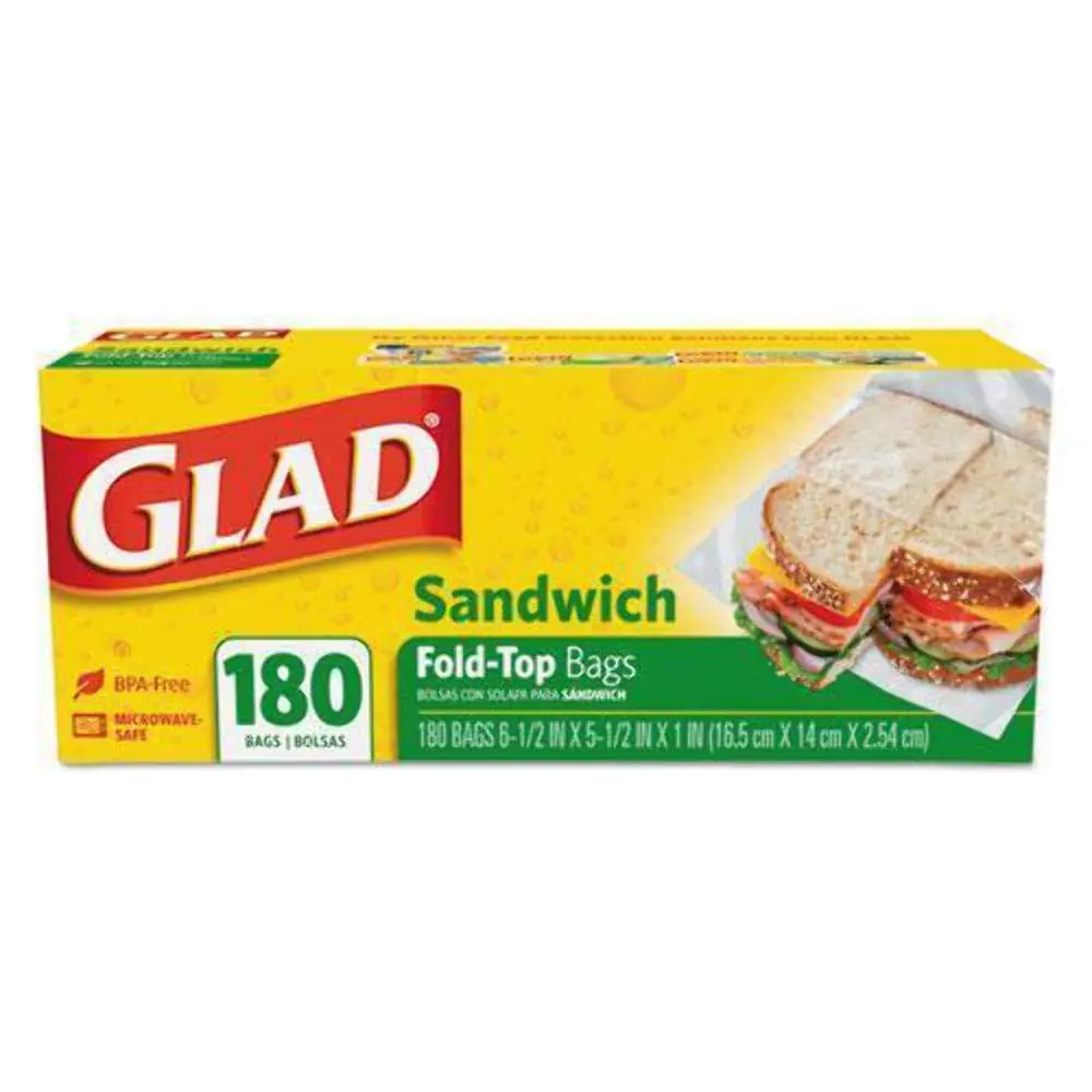 Glad Fold Top Sandwich Bags 180-Count | Pleated Bottom for More Fill - view 2