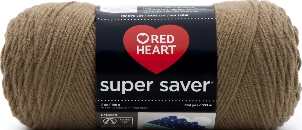 Red Heart Super Saver Yarn Cafe Latte | 198g (7oz) Solids | USA Import - main product image