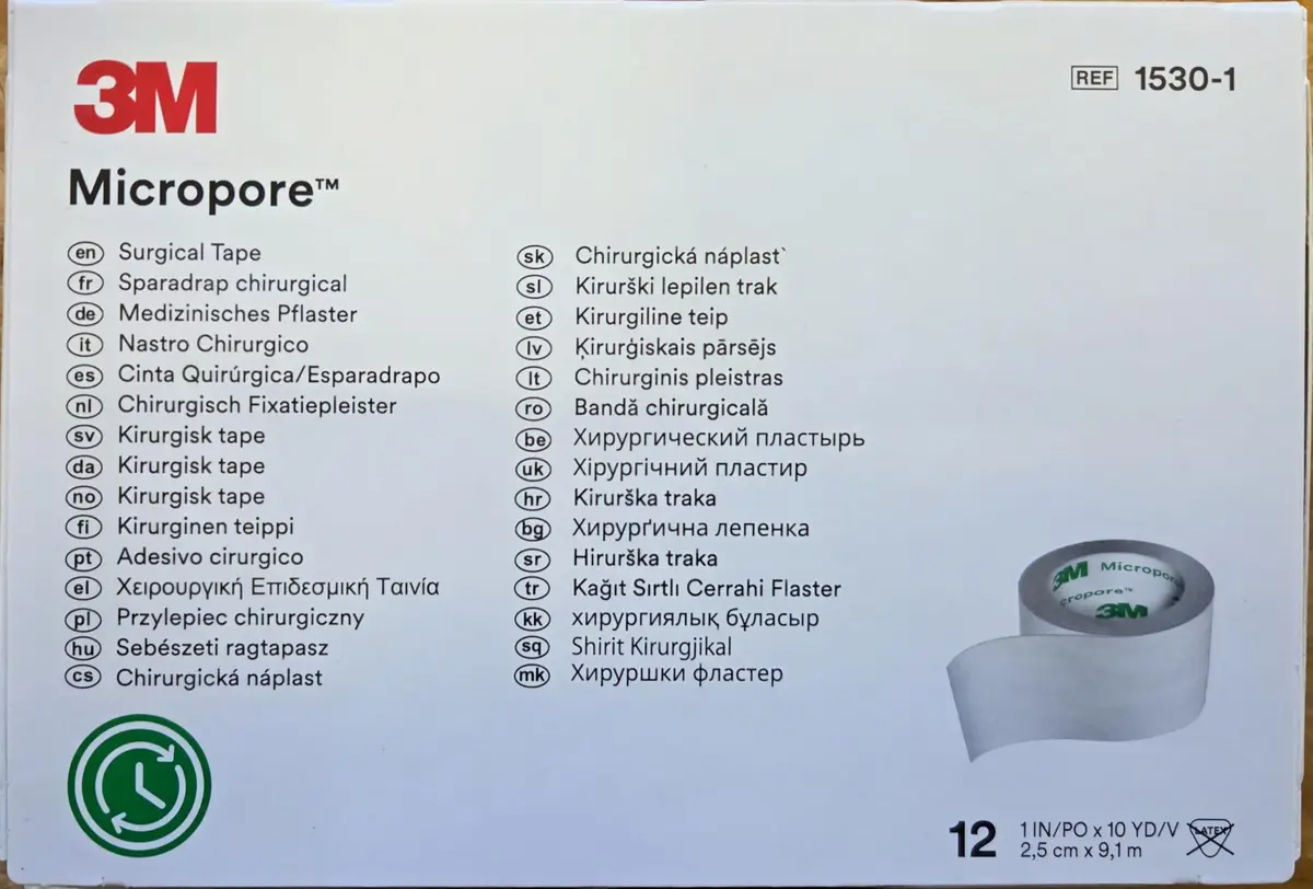 3M Medical & Surgical Micropore Surgical Tape White 1 in (2.5 cm) x 10 yd (9.14 m) | Gentle, Breathable, Hypoallergenic - main product image