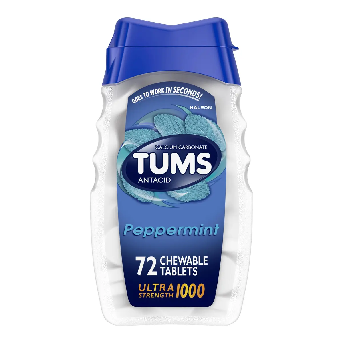 TUMS Ultra Strength Chewable Tablets 72 Count | Fast Heartburn Relief with Peppermint Flavor - main product image