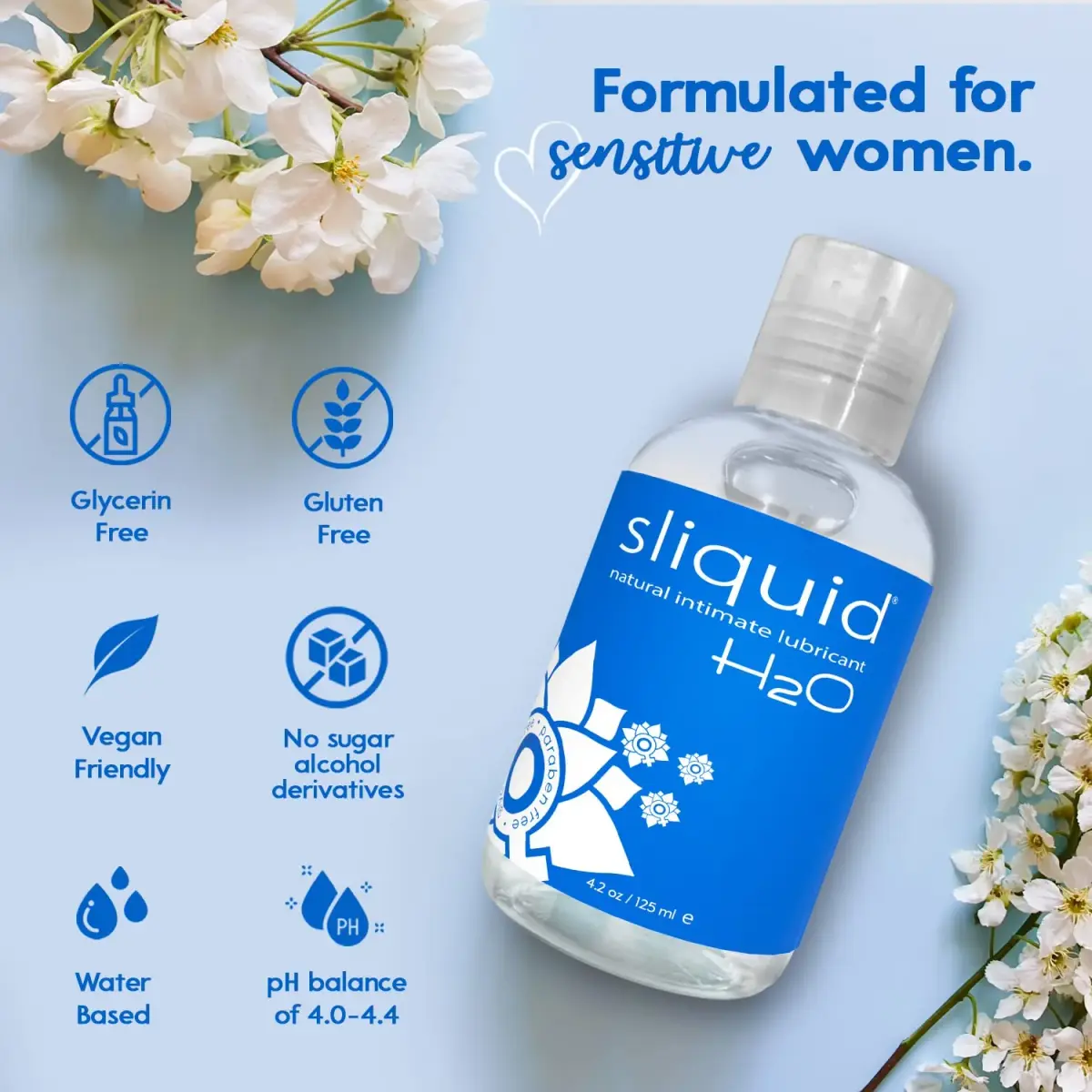 Sliquid H2O Water Based Lube Lubricant 125ml (4.2 Fl Oz) | Glycerin Free Personal Lubricant for Sex - view 3