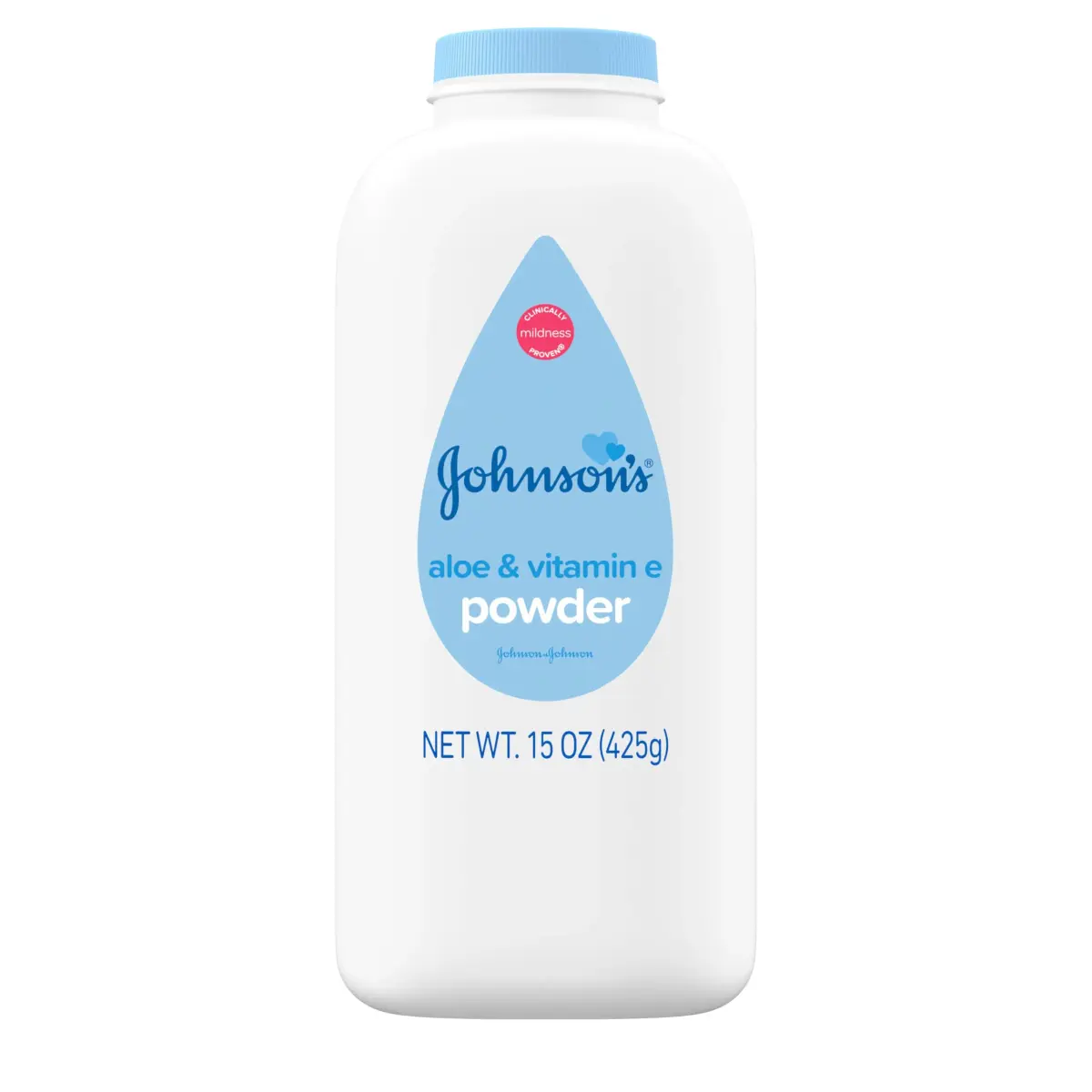 Johnson's Baby Powder with Cornstarch, Aloe & Vitamin E, 425 ml (15 oz) | Gentle Moisture Absorption for Delicate Skin - main product image