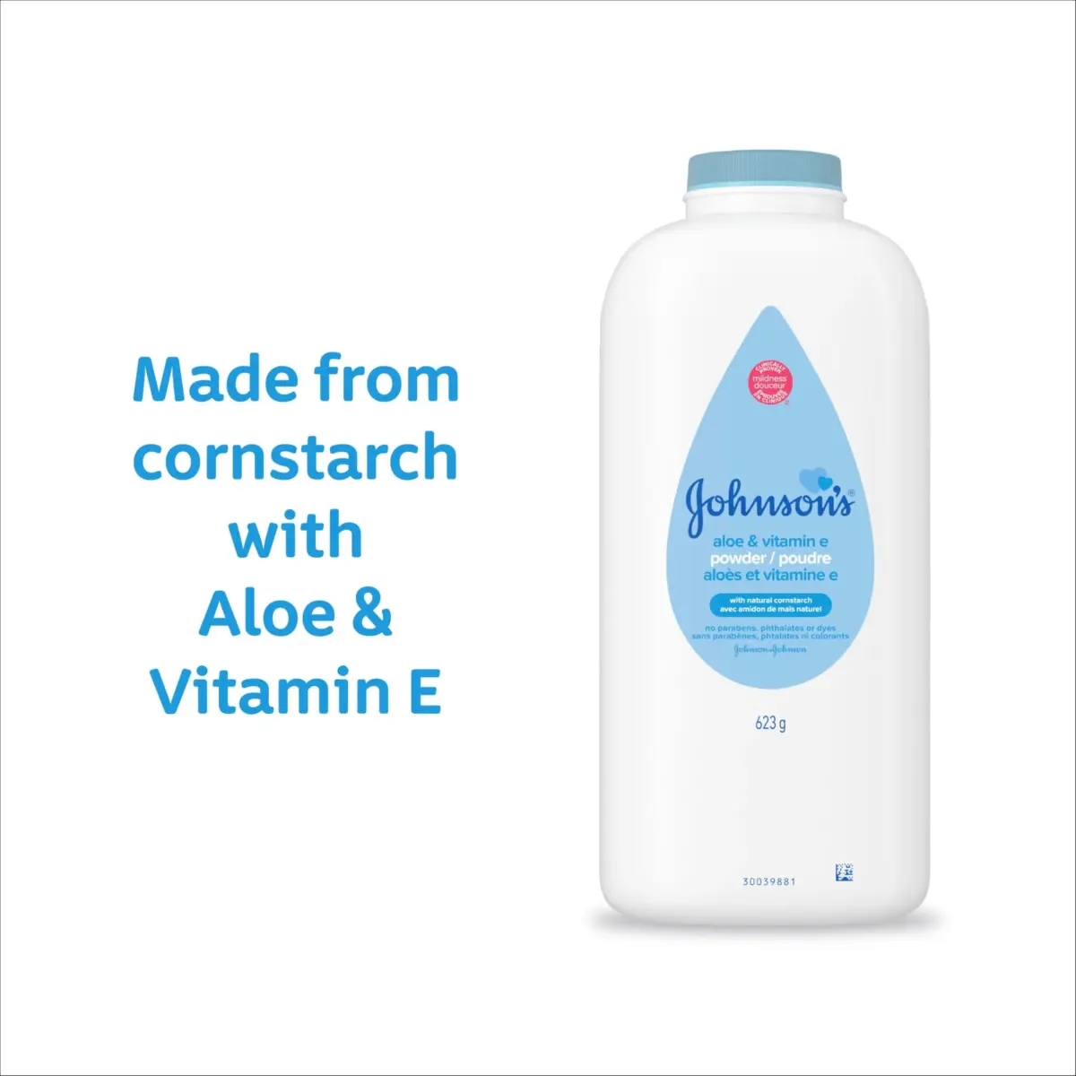 Johnson's Baby Powder with Cornstarch, Aloe & Vitamin E, 425 ml (15 oz) | Gentle Moisture Absorption for Delicate Skin - view 5