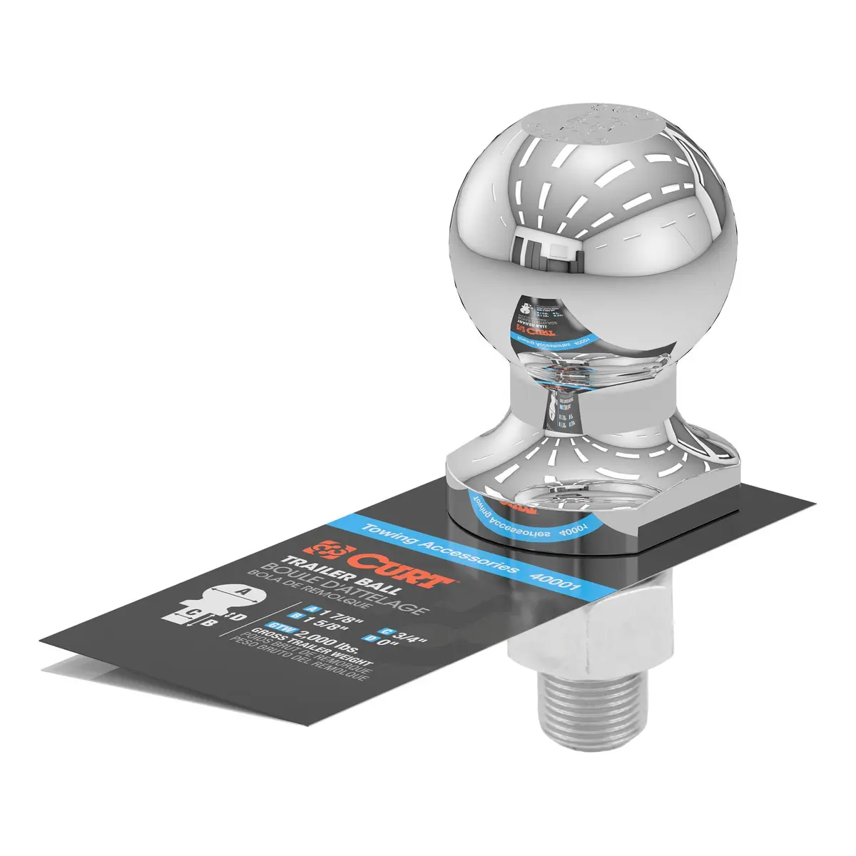 CURT 40001 Trailer Hitch Ball 1-7/8-Inch Diameter 2,000 lbs Capacity | Tested for Safety & Reliability - view 4
