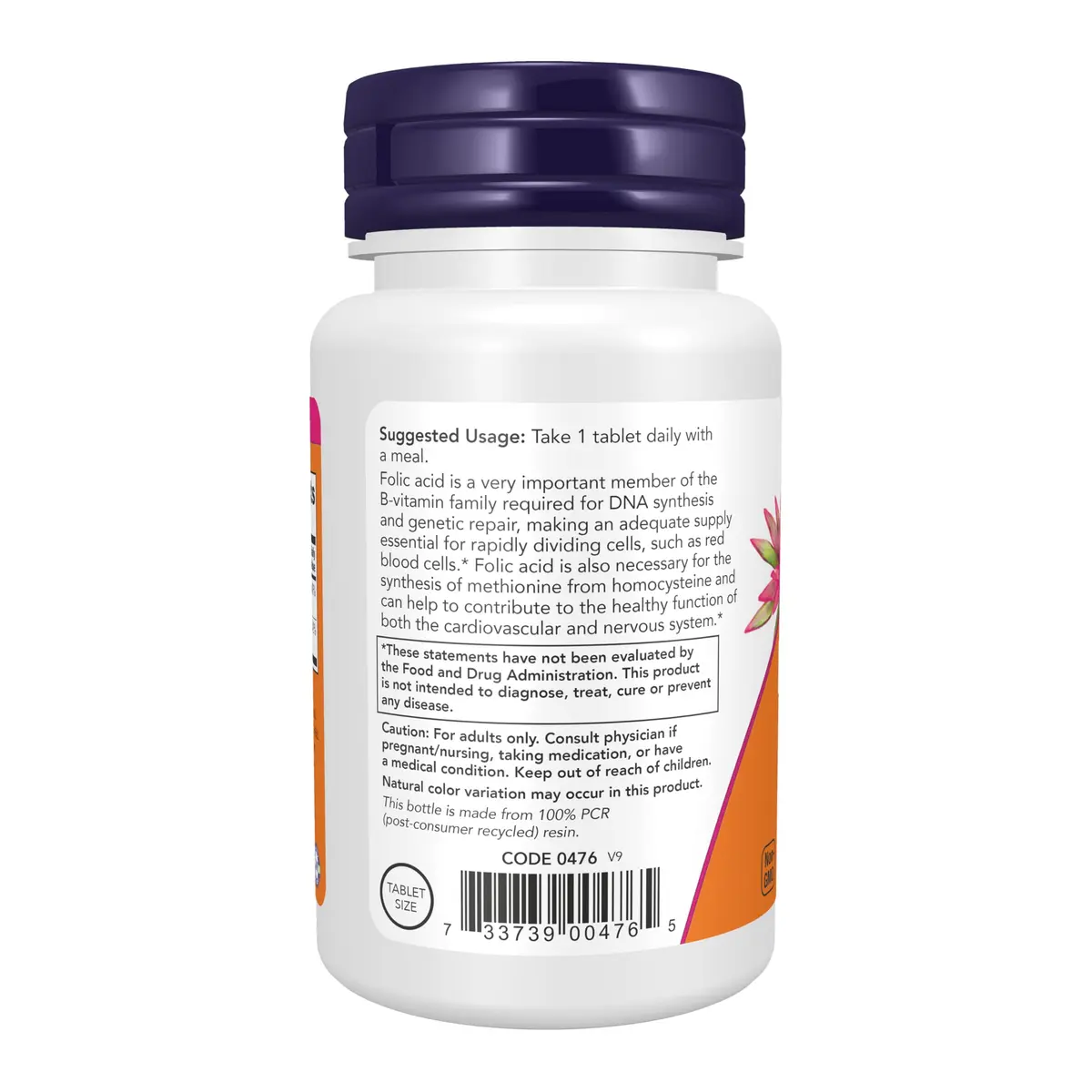 NOW Supplements, Folic Acid 800 mcg + B-12 25 mcg, B-Complex Vit, 250 Tabs | Supports DNA & Cardiovascular Health - view 3