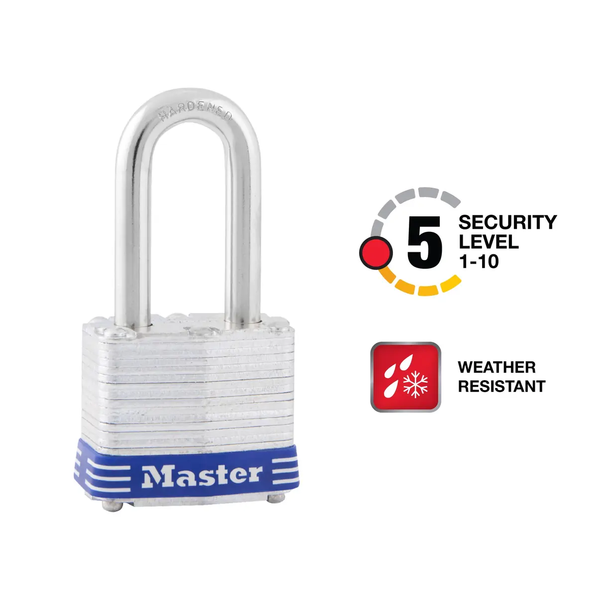Master Lock Keyed Padlock 1-1/2-inch Shackle | Laminated Steel Body & Hardened Shackle - view 2