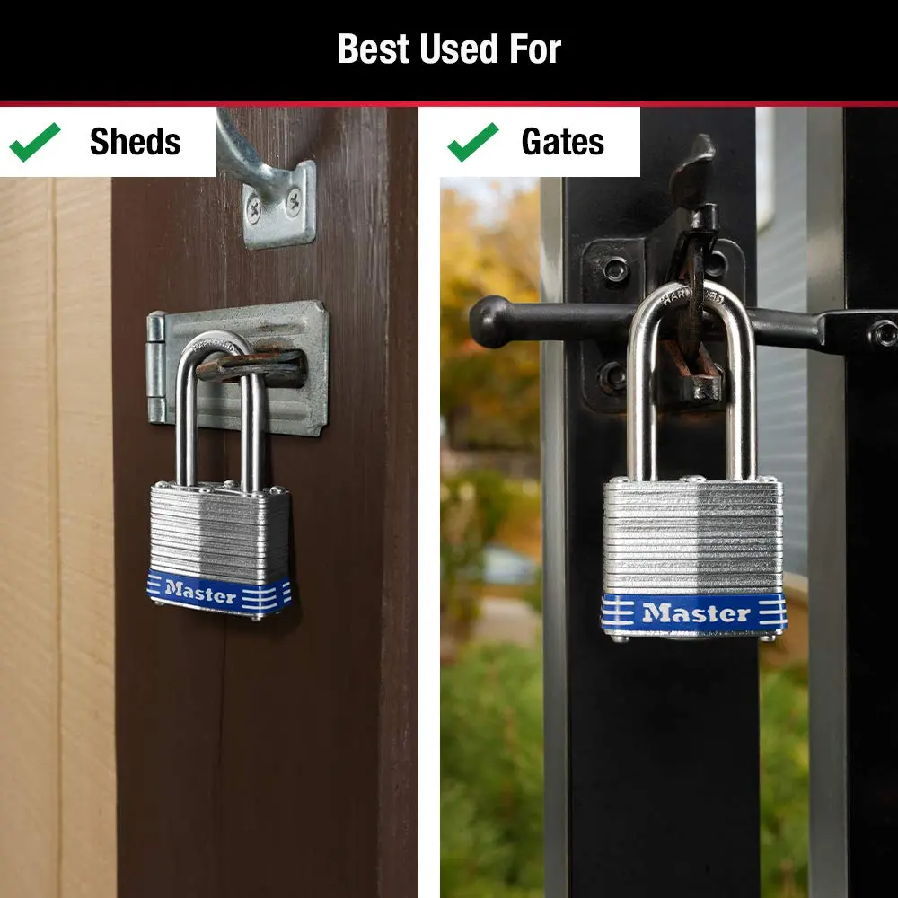 Master Lock Keyed Padlock 1-1/2-inch Shackle | Laminated Steel Body & Hardened Shackle - view 3
