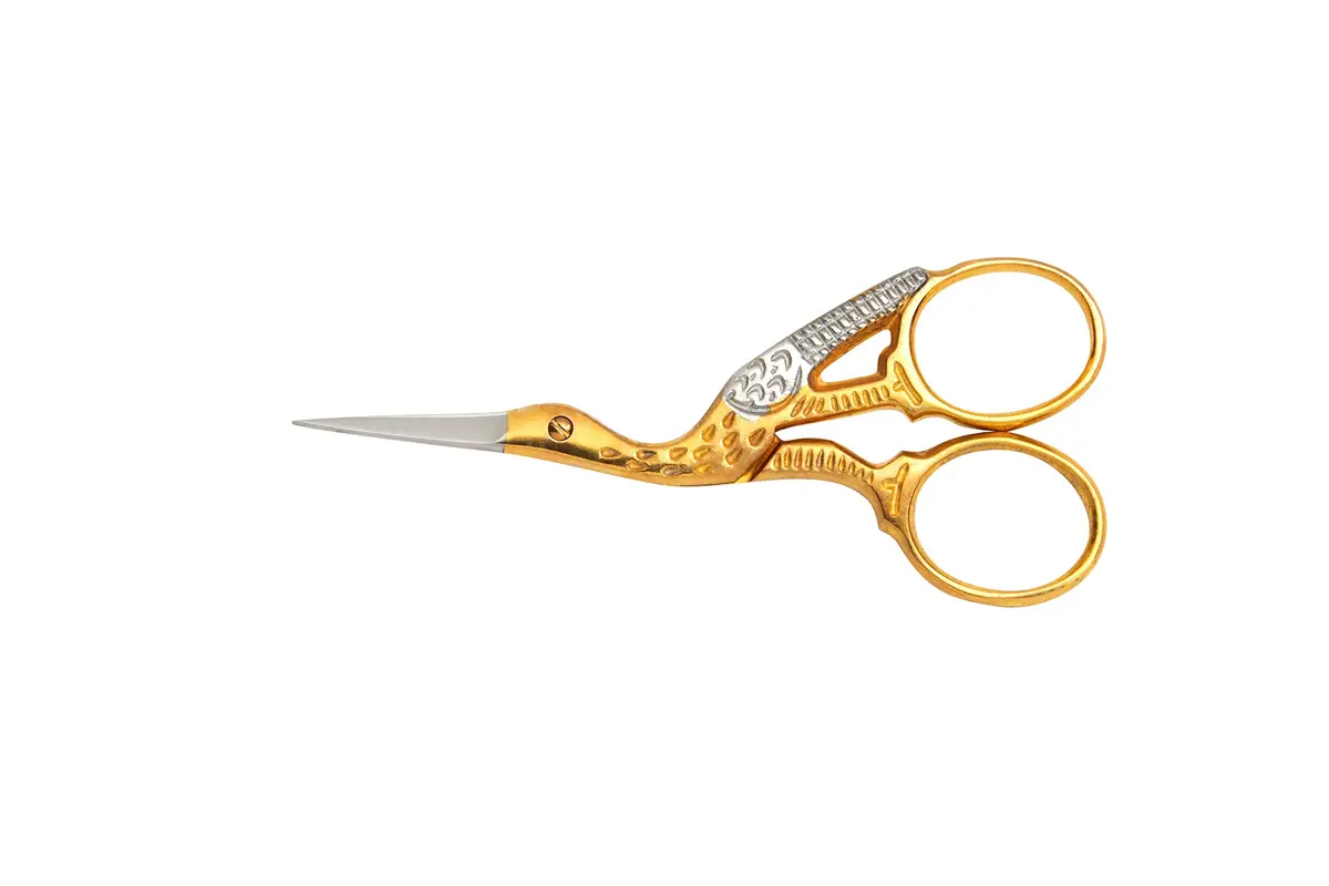 Mundial Classic Forged 3.5" Stork Embroidery Scissors with Gold-Plated Handles | Precision Cutting for Needlework - main product image