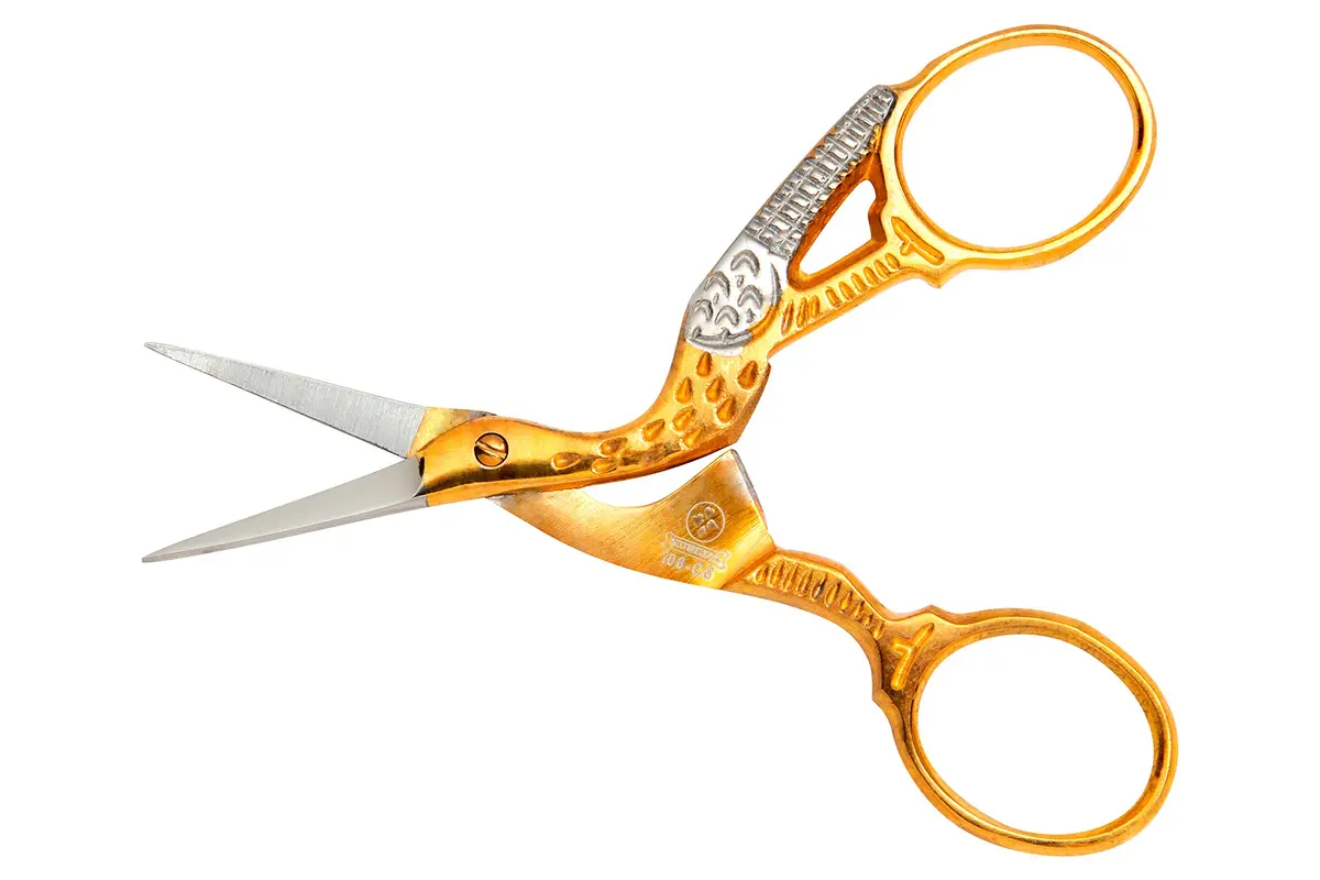 Mundial Classic Forged 3.5" Stork Embroidery Scissors with Gold-Plated Handles | Precision Cutting for Needlework - view 4