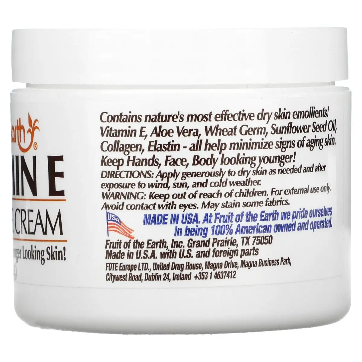 Fruit of the Earth Vitamin E Cream 113g (4 oz) | Soothing Moisturizer for Dry Skin - view 2