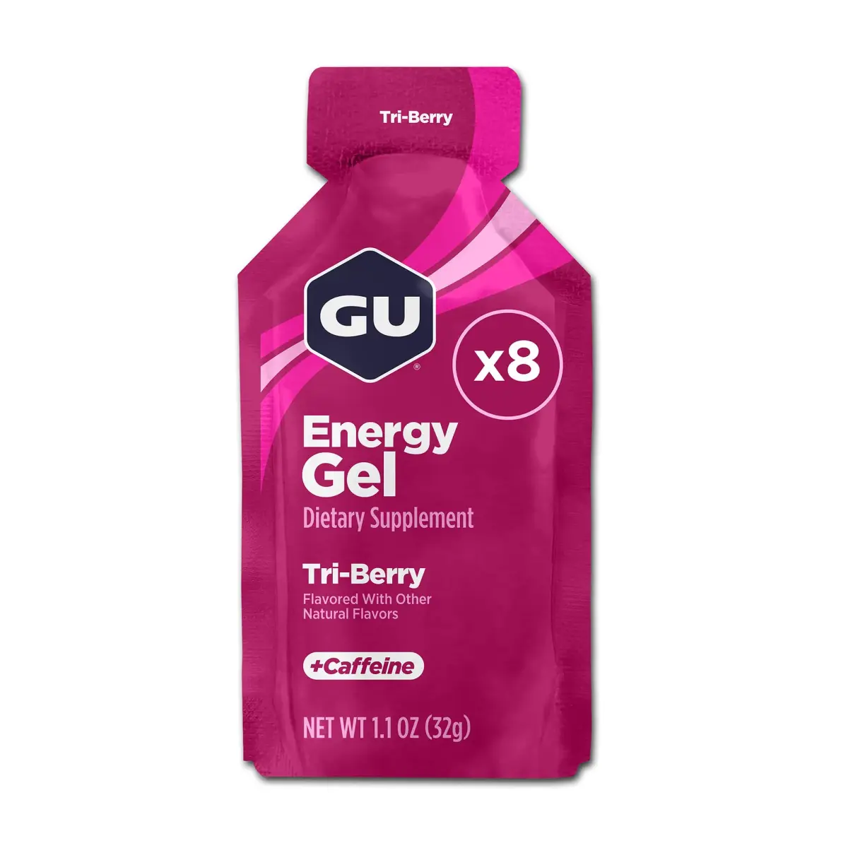 GU Energy Original Sports Nutrition Energy Gel Tri-Berry 8-Count | Vegan, Gluten-Free, Kosher, Dairy-Free Energy - main product image