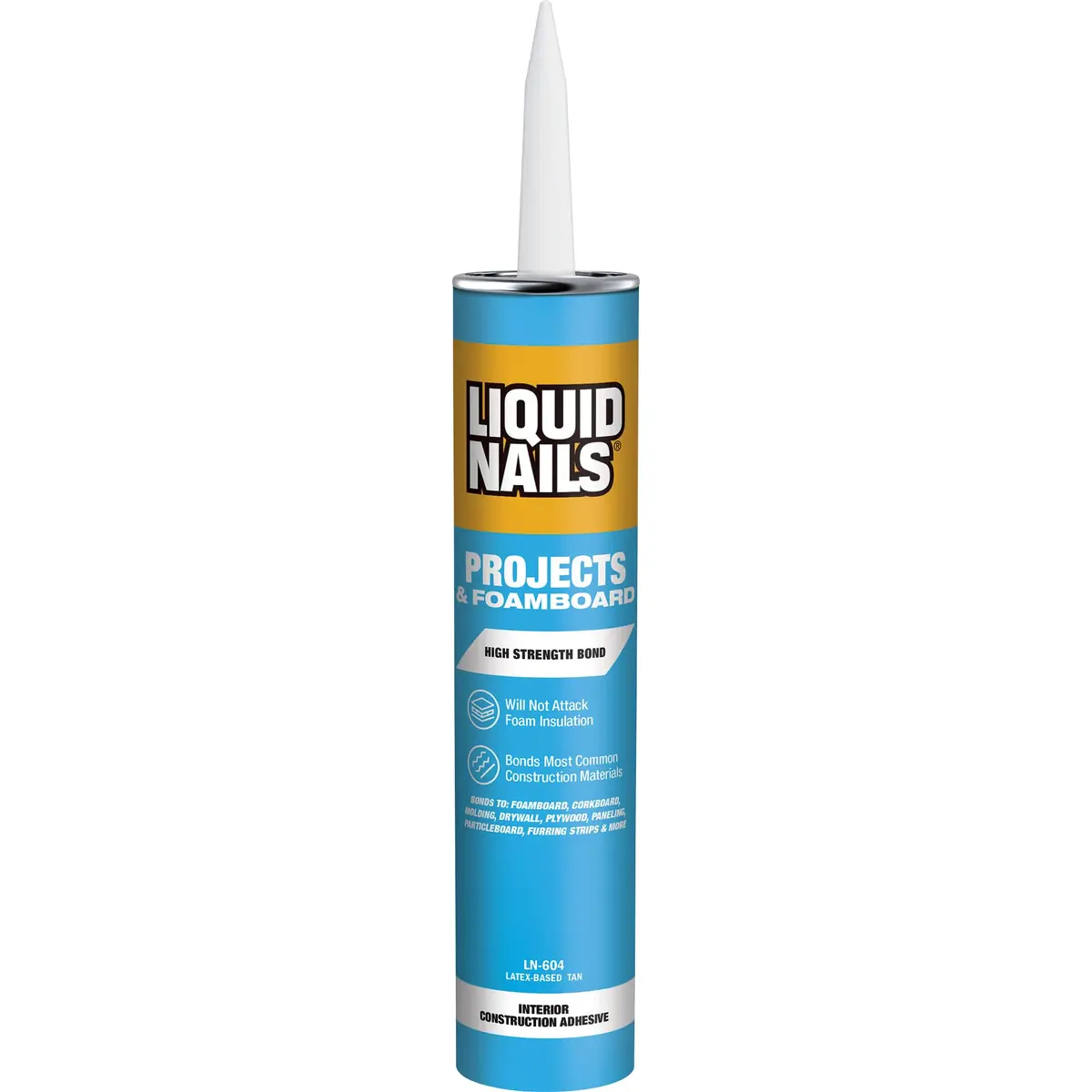 Liquid Nails Projects & Foamboard Adhesive 295ml (10 Fl Oz) | Bonds Foam Insulation, Drywall & Panels - main product image