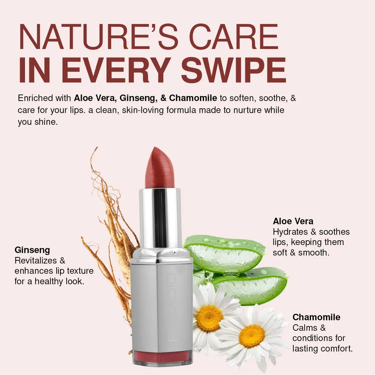 Palladio Herbal Lipstick Roseberry | Long Lasting, Hydrating, Creamy - view 4