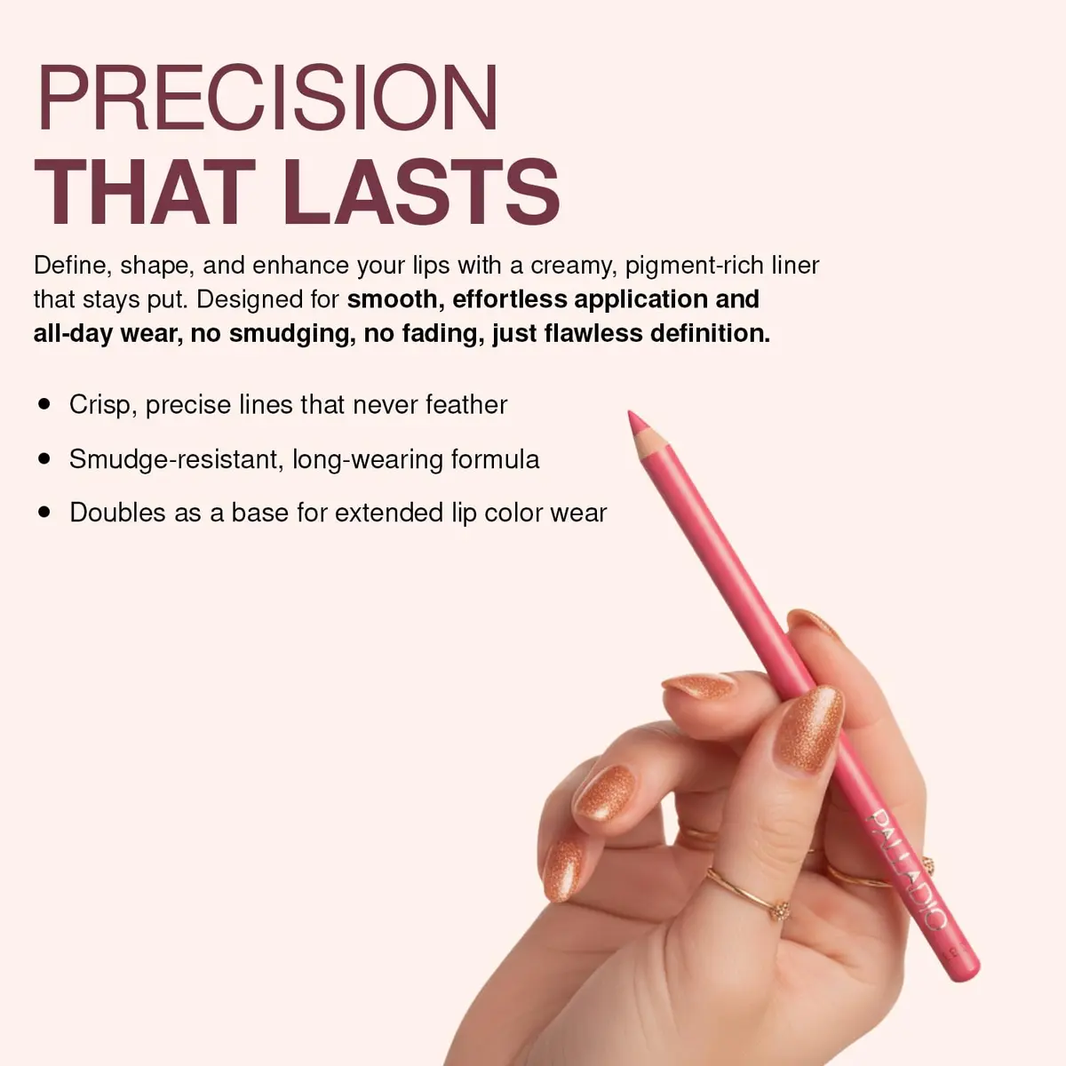 Palladio Lip Liner Pencil, Suede | Long Lasting, Hydrating, Vegan, Cruelty-Free - view 5