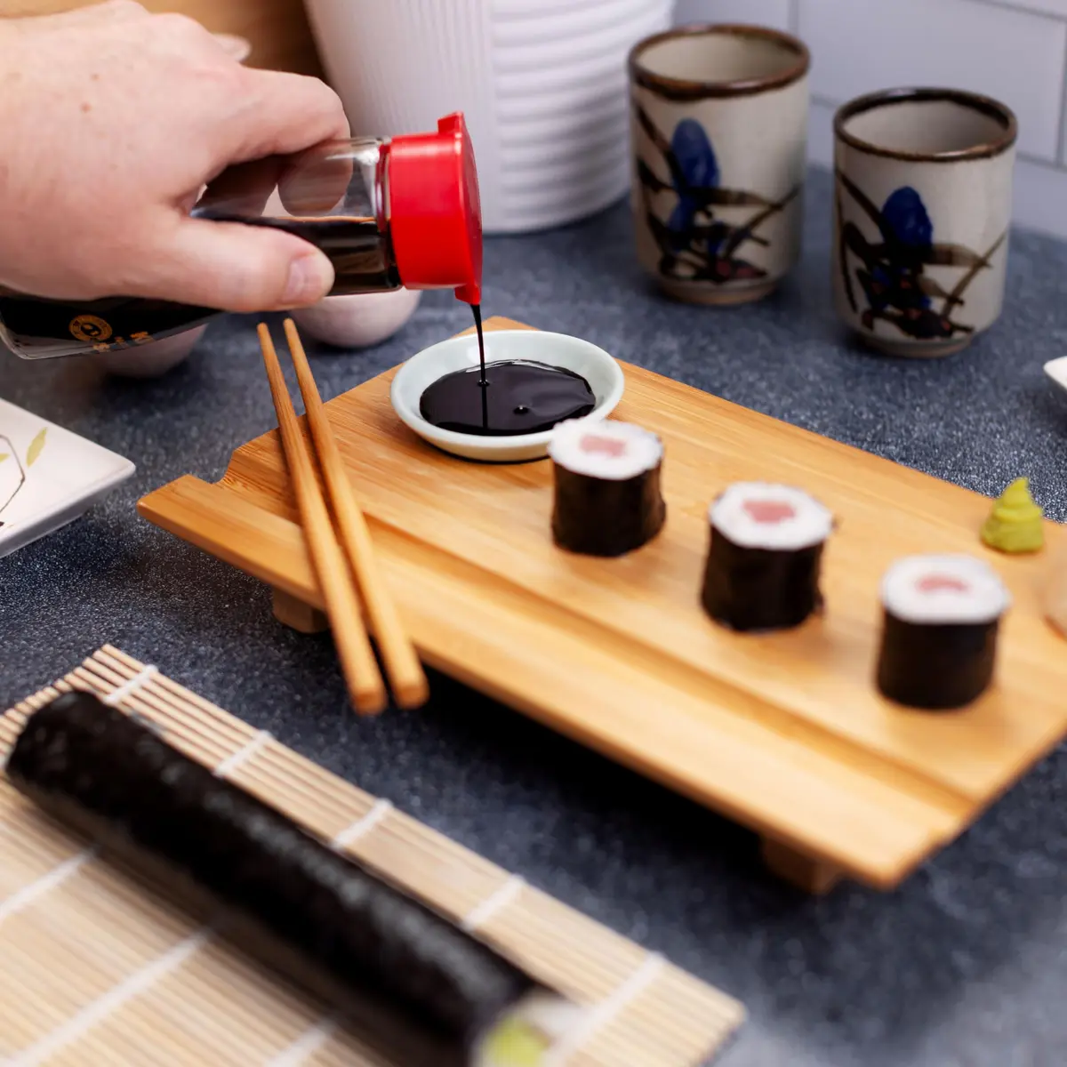 Joyce Chen Bamboo Sushi Board Set 6" x 10.5" | Elegant Bamboo Sushi Platter for Indian Hosts - view 6