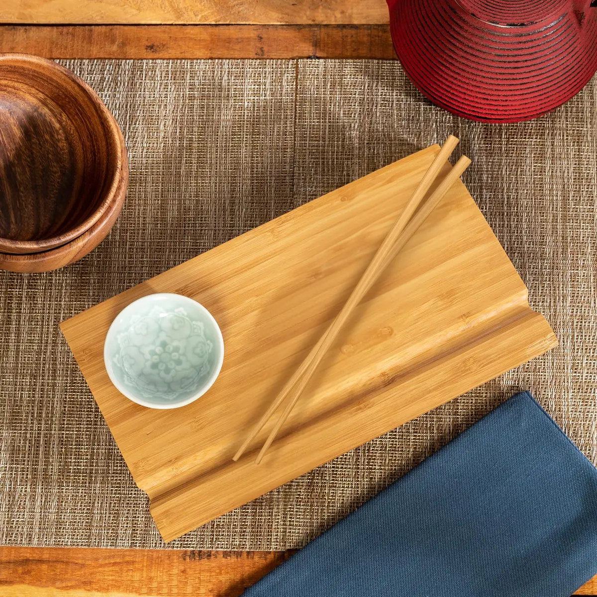 Joyce Chen Bamboo Sushi Board Set 6" x 10.5" | Elegant Bamboo Sushi Platter for Indian Hosts - view 7