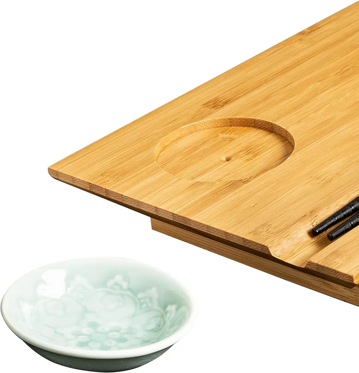 Joyce Chen Bamboo Sushi Board Set 6" x 10.5" | Elegant Bamboo Sushi Platter for Indian Hosts - view 2