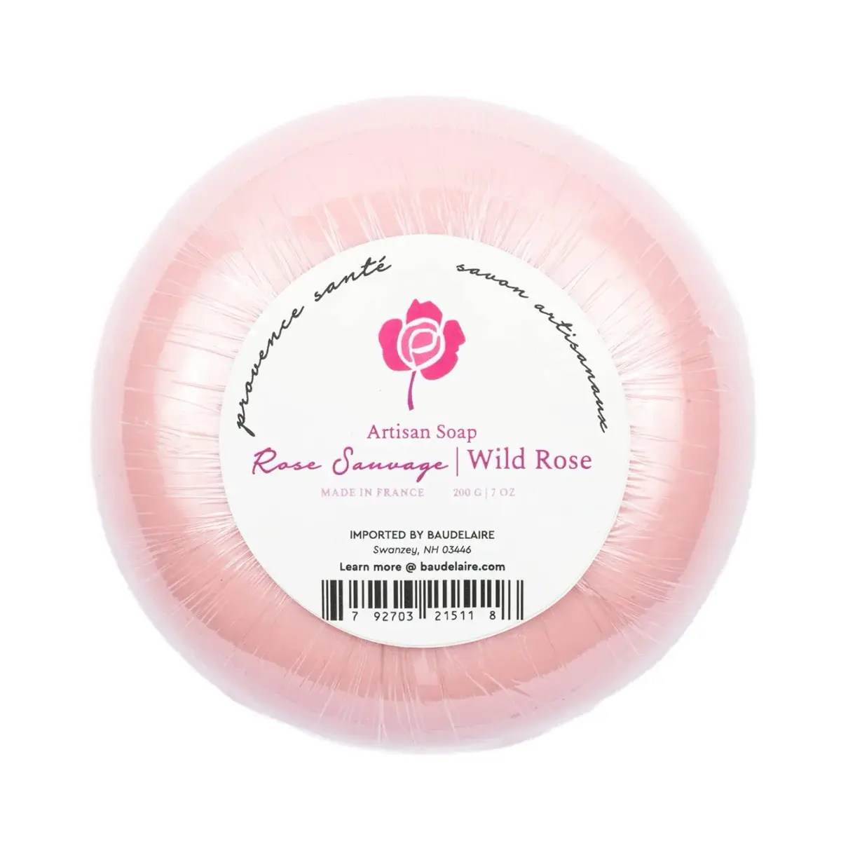 Provence Sante Luxury French Bath Bar - Moisturizing Shea Butter - Triple-milled Wild Rose Fragrance, 7 oz (198 g) | Pure Vegetable Soap with White Clay - main product image