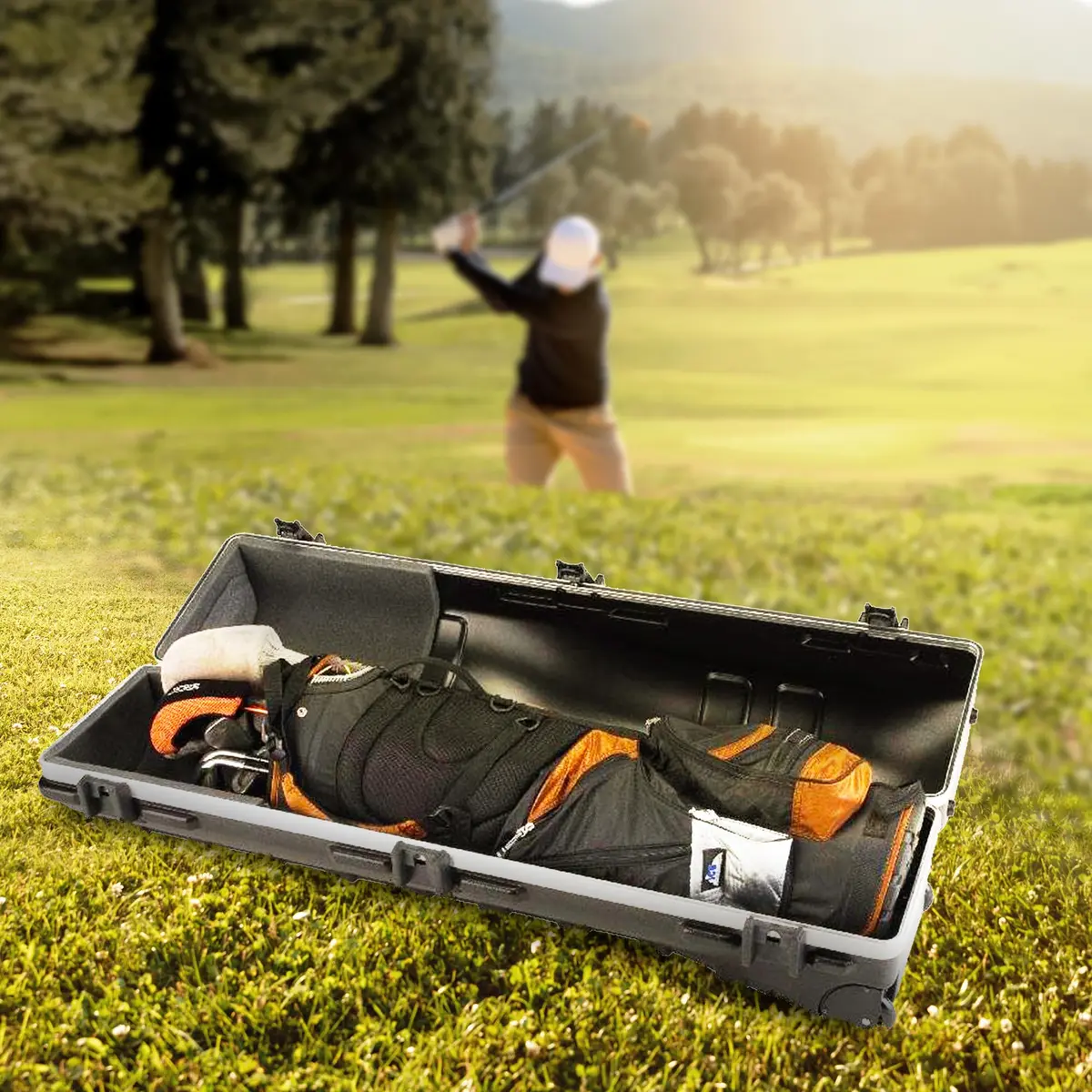 SKB Staff ATA Hard Shell Plastic Golf Travel Case for Cart Bags with Wheels | Impact-Resistant, TSA Lock, Lightweight - view 7