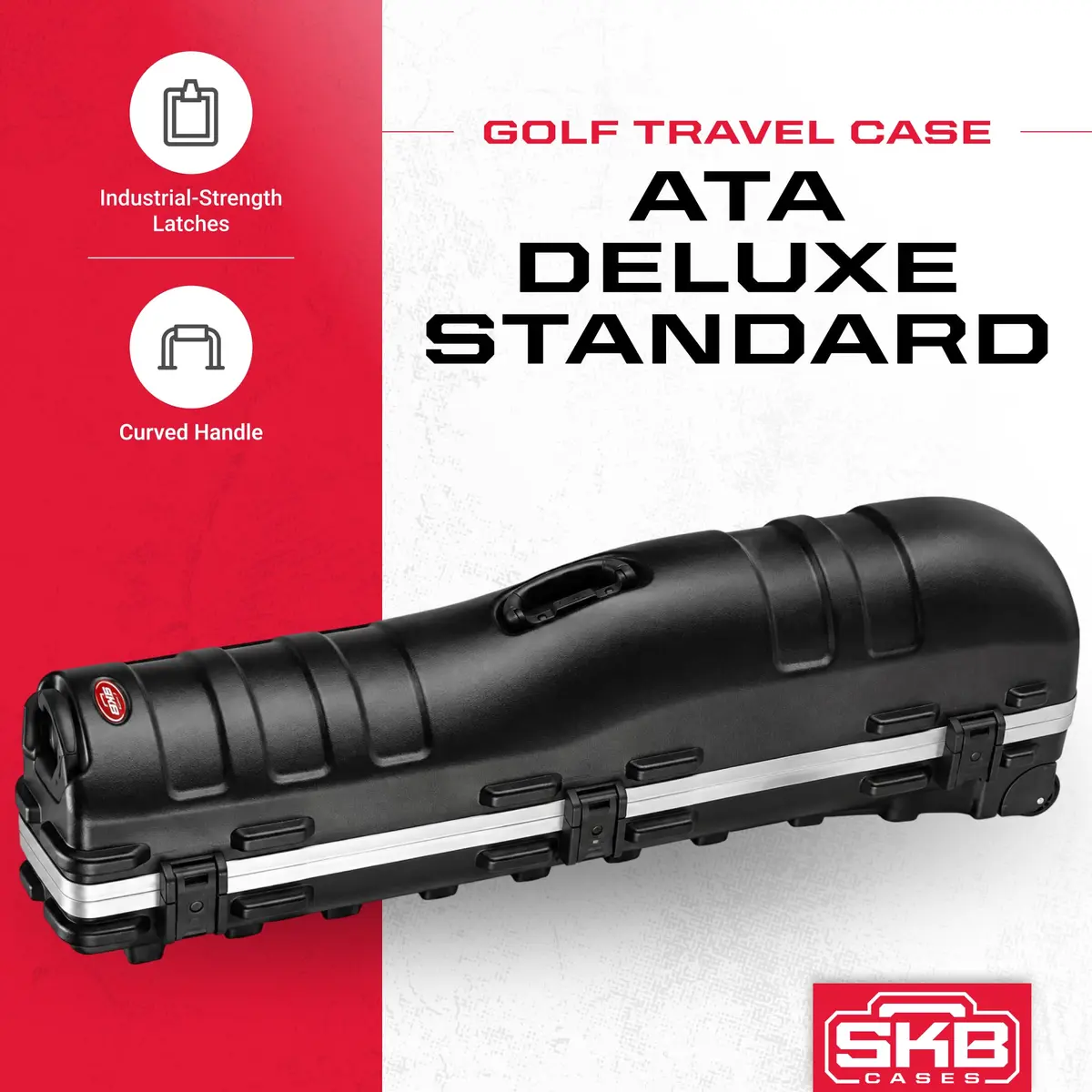 SKB Staff ATA Hard Shell Plastic Golf Travel Case for Cart Bags with Wheels | Impact-Resistant, TSA Lock, Lightweight - view 2