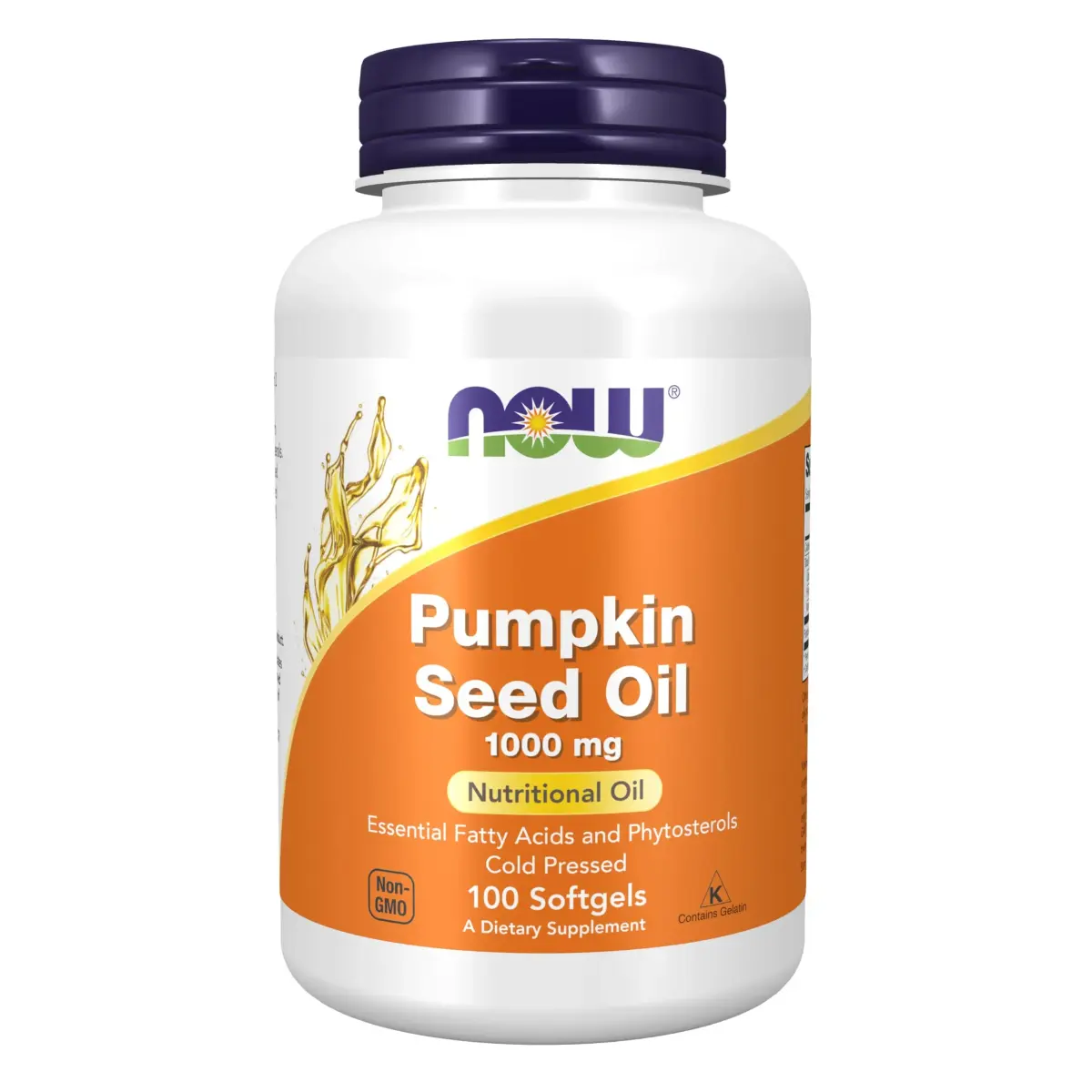 NOW Foods Pumpkin Seed Oil 1000 mg 100 Softgels | Cold Pressed Nutritional Oil with Essential Fatty Acids - main product image