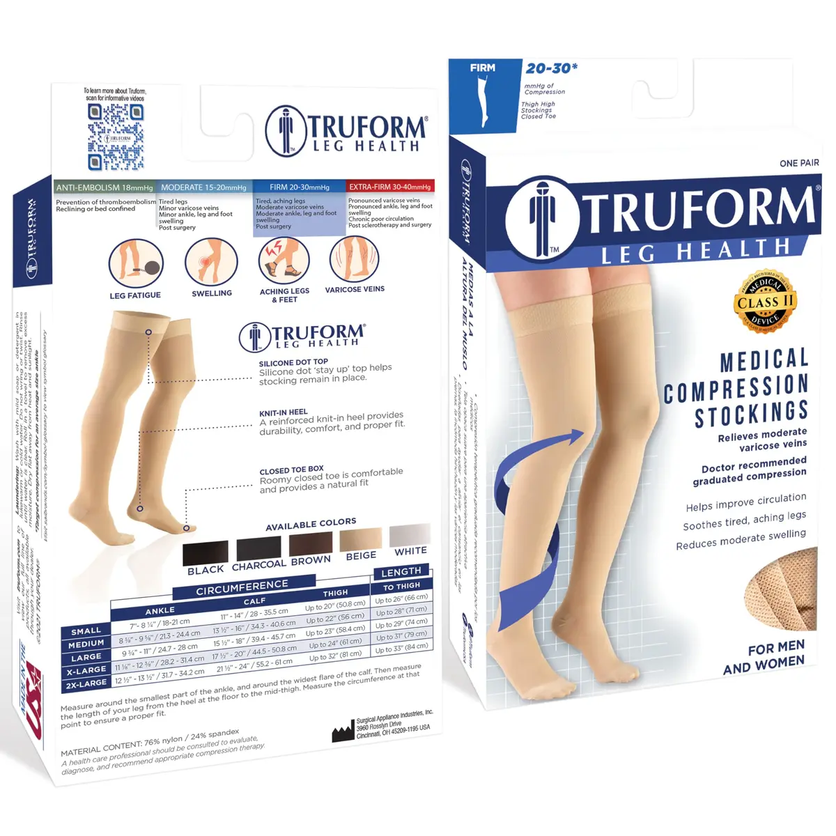 Truform 20-30 mmHg Compression Stockings for Men and Women | Knee High, Beige, 3X-Large - view 3