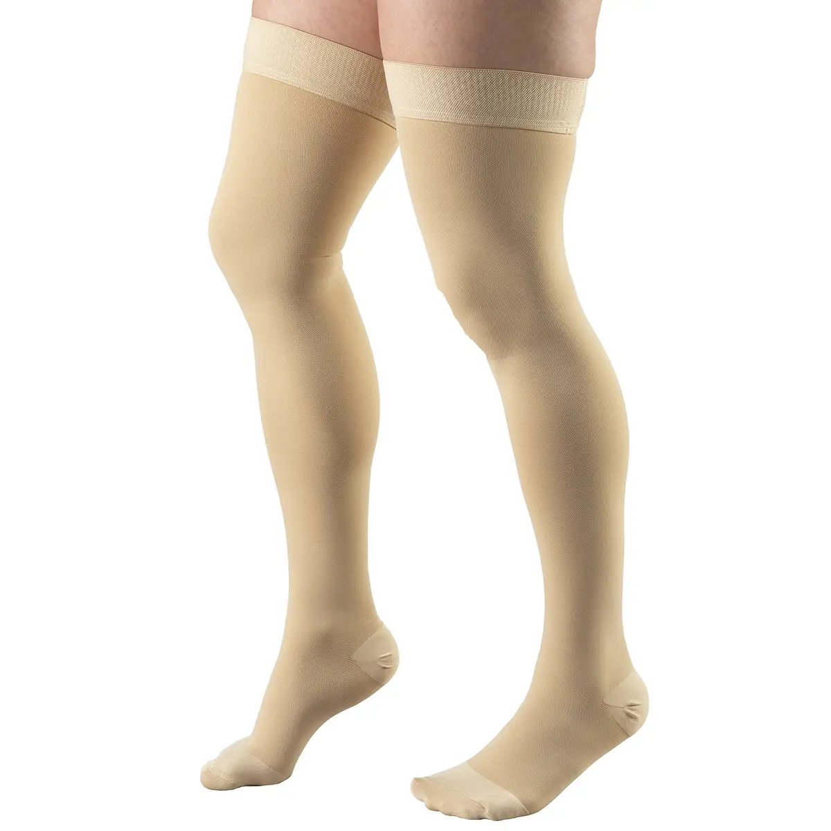 Truform 20-30 mmHg Compression Stockings for Men and Women, Thigh High, Beige, Large - view 6