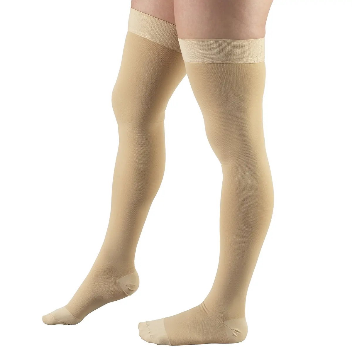 Truform 20-30 mmHg Compression Stockings for Men and Women, Thigh High, Beige, Large - view 7