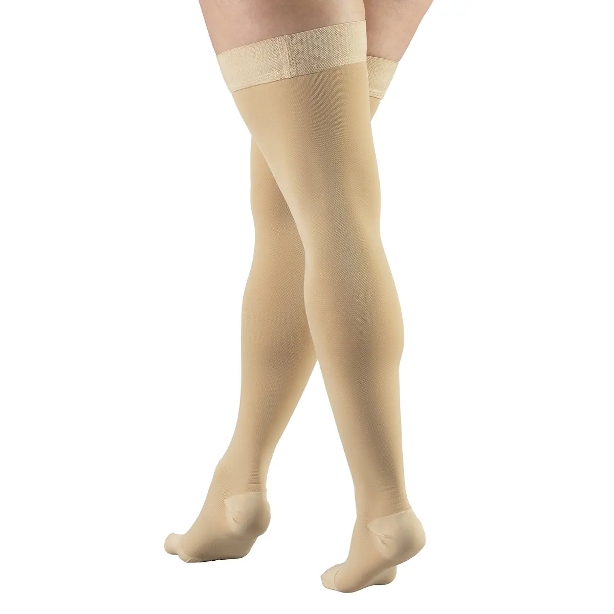Truform 20-30 mmHg Compression Stockings for Men and Women, Thigh High, Beige, Large - view 2
