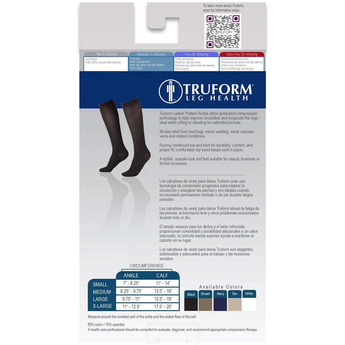 Truform Compression Socks, 15-20 mmHg, Women's Dress Socks, Knee High Over Calf Length, Black, Medium | Graduated Support for Leg Comfort - view 8