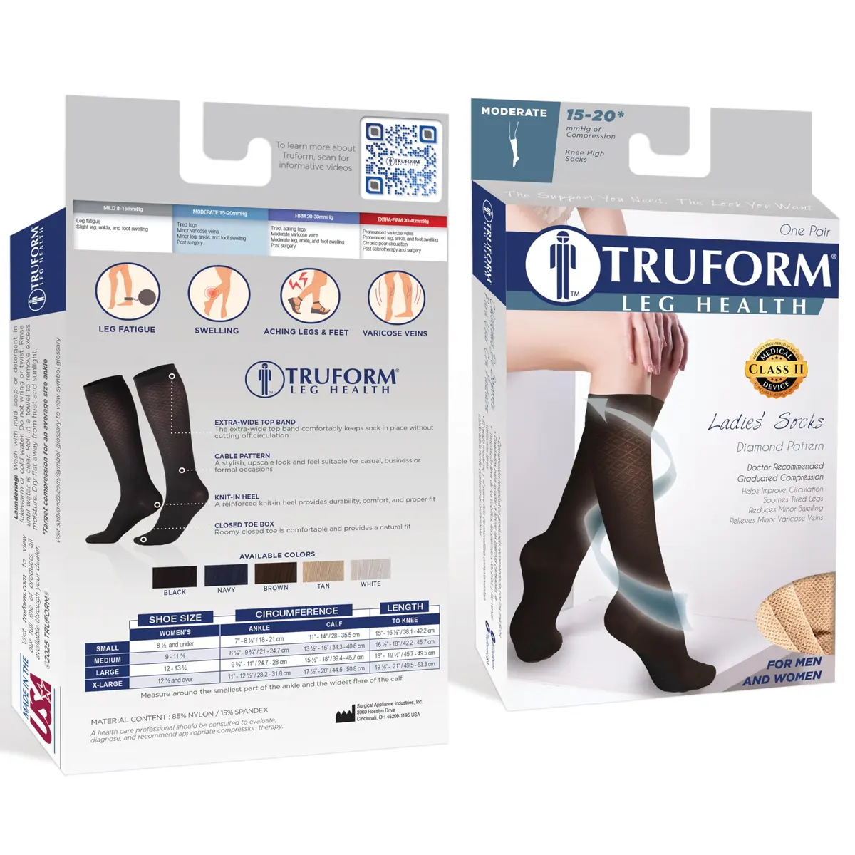 Truform Compression Socks, 15-20 mmHg, Women's Dress Socks, Knee High Over Calf Length, Black, Medium | Graduated Support for Leg Comfort - view 3