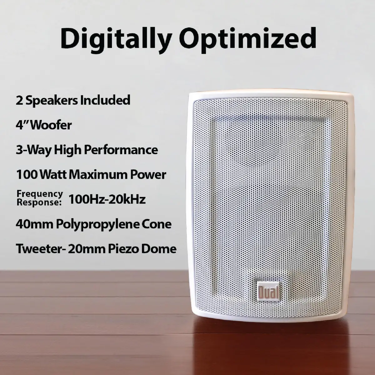 Dual Electronics LU43PW 4" 3-Way Indoor Outdoor Wired Speakers Weatherproof | Weather-Resistant, 4-Inch Woofer, 50W - view 2