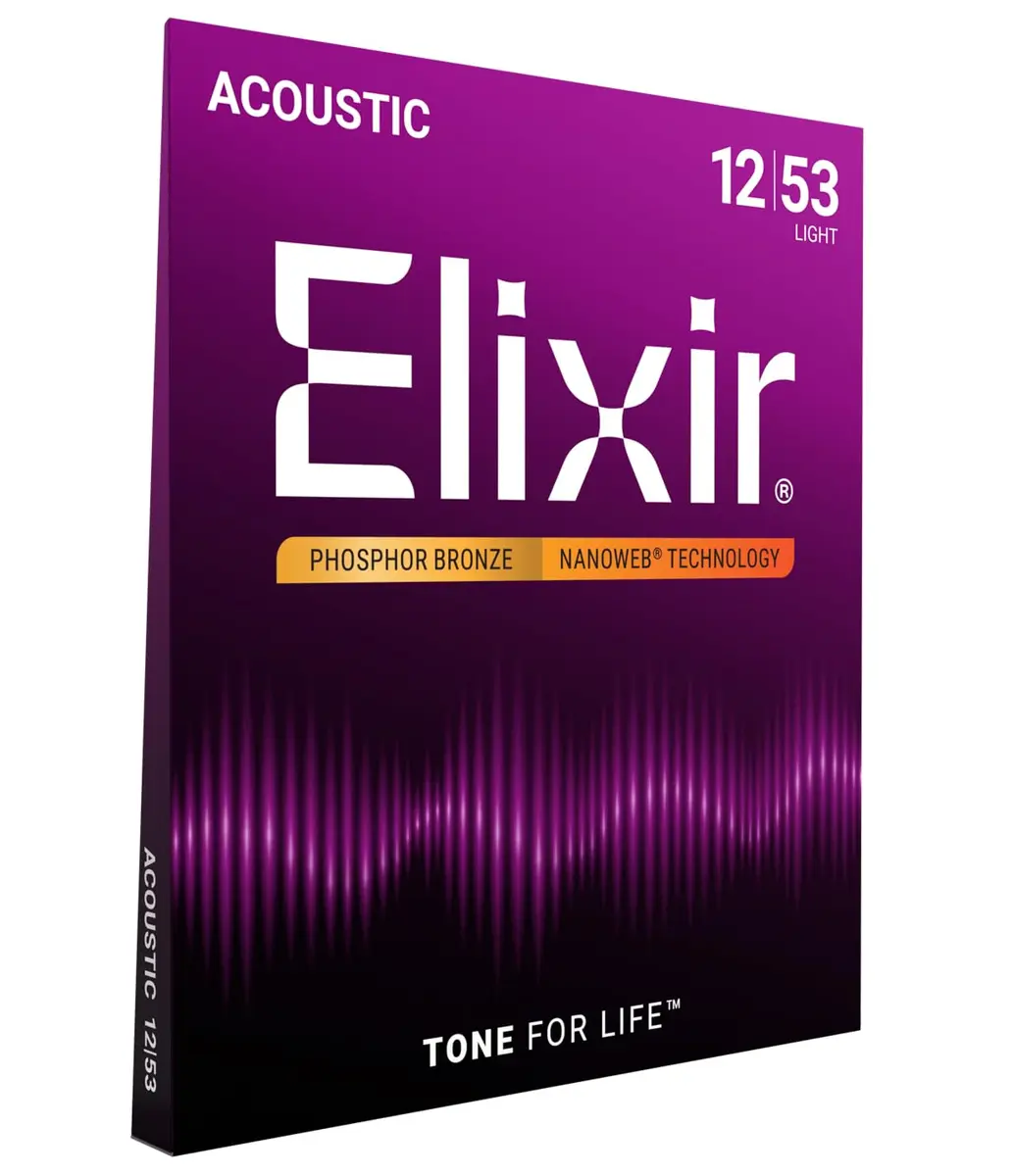 Elixir Phosphor Bronze NANOWEB Acoustic Guitar Strings Light 12-53 Set | Longest-Lasting Tone - main product image