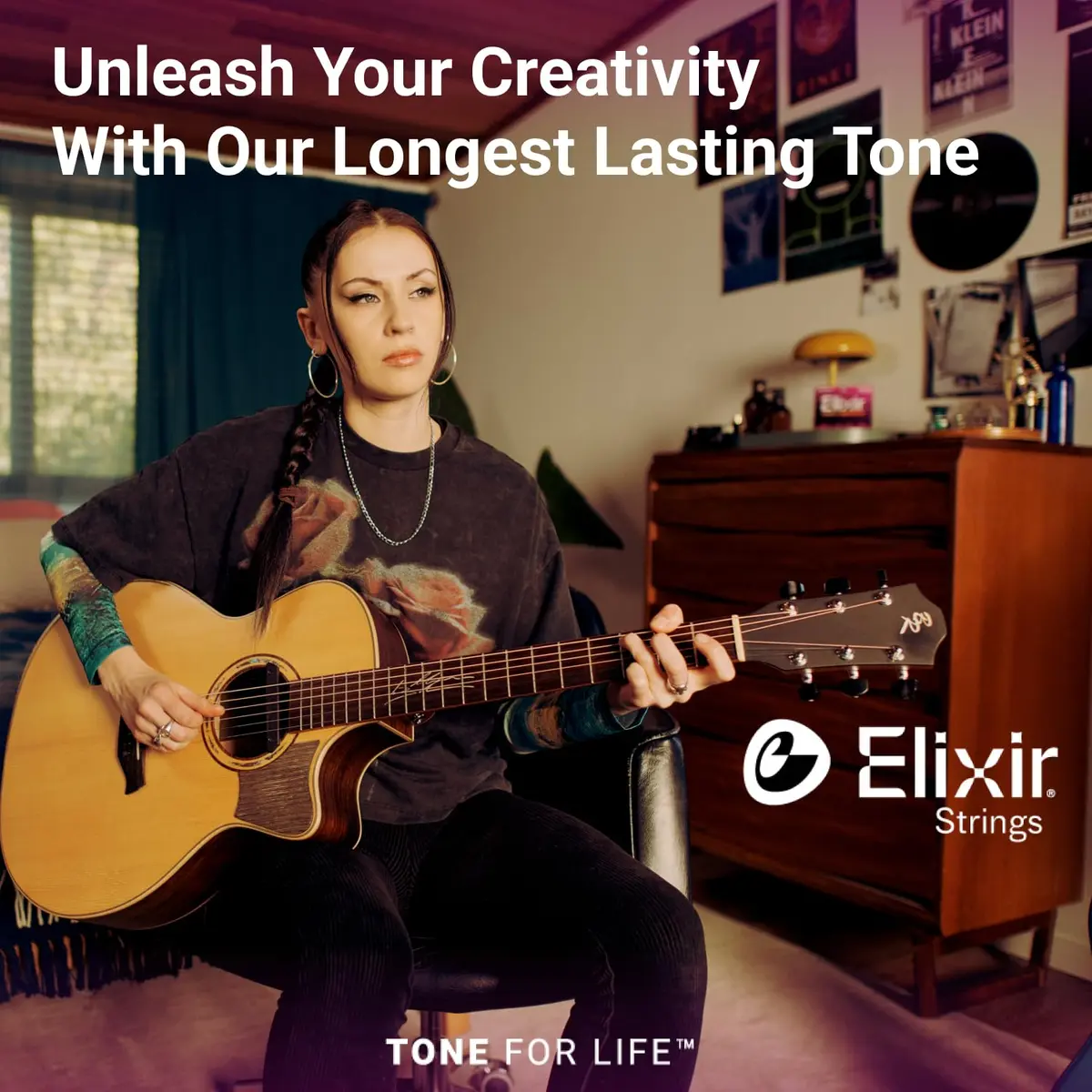 Elixir Phosphor Bronze NANOWEB Acoustic Guitar Strings Light 12-53 Set | Longest-Lasting Tone - view 5