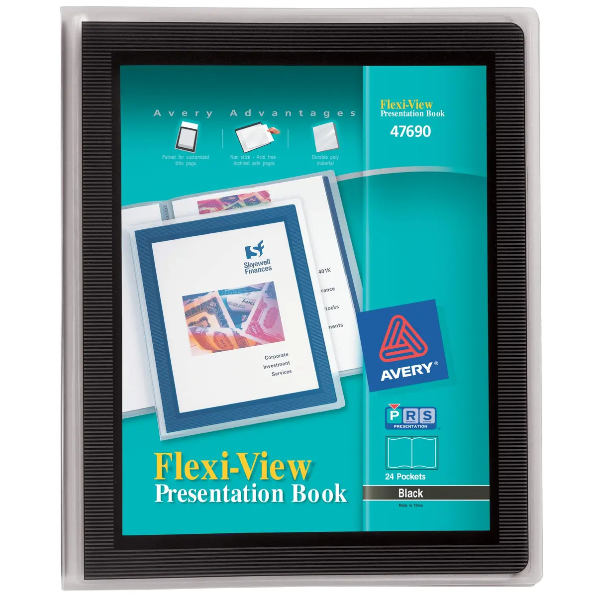 Avery Flexi-View Presentation Book, Clear Front Window, 24 Non-Stick Pages, Black Cover | Professional Document Organizer - main product image